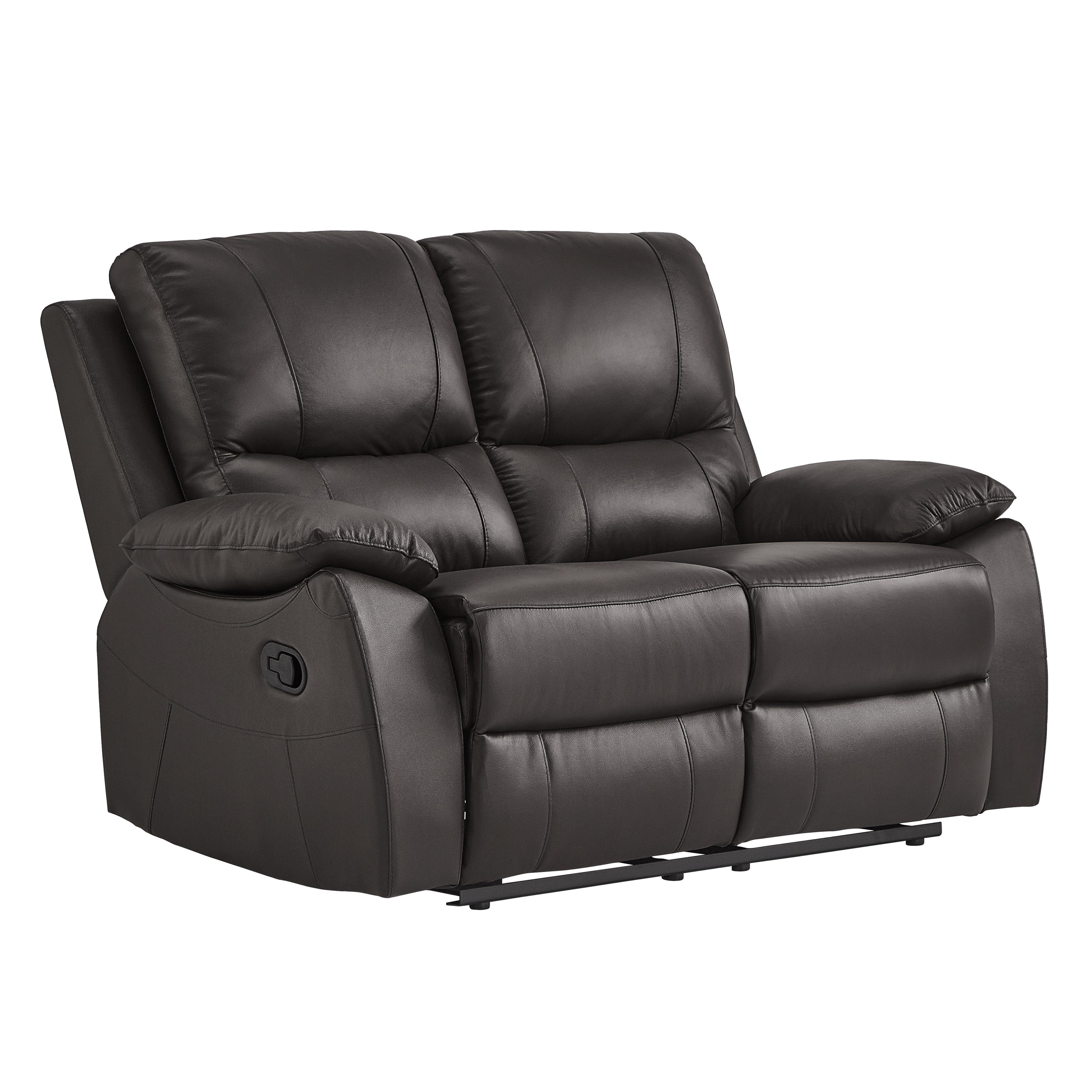 

    
Contemporary Brown Solid Wood Reclining Loveseat Homelegance Dawson 9368BRW-2-L
