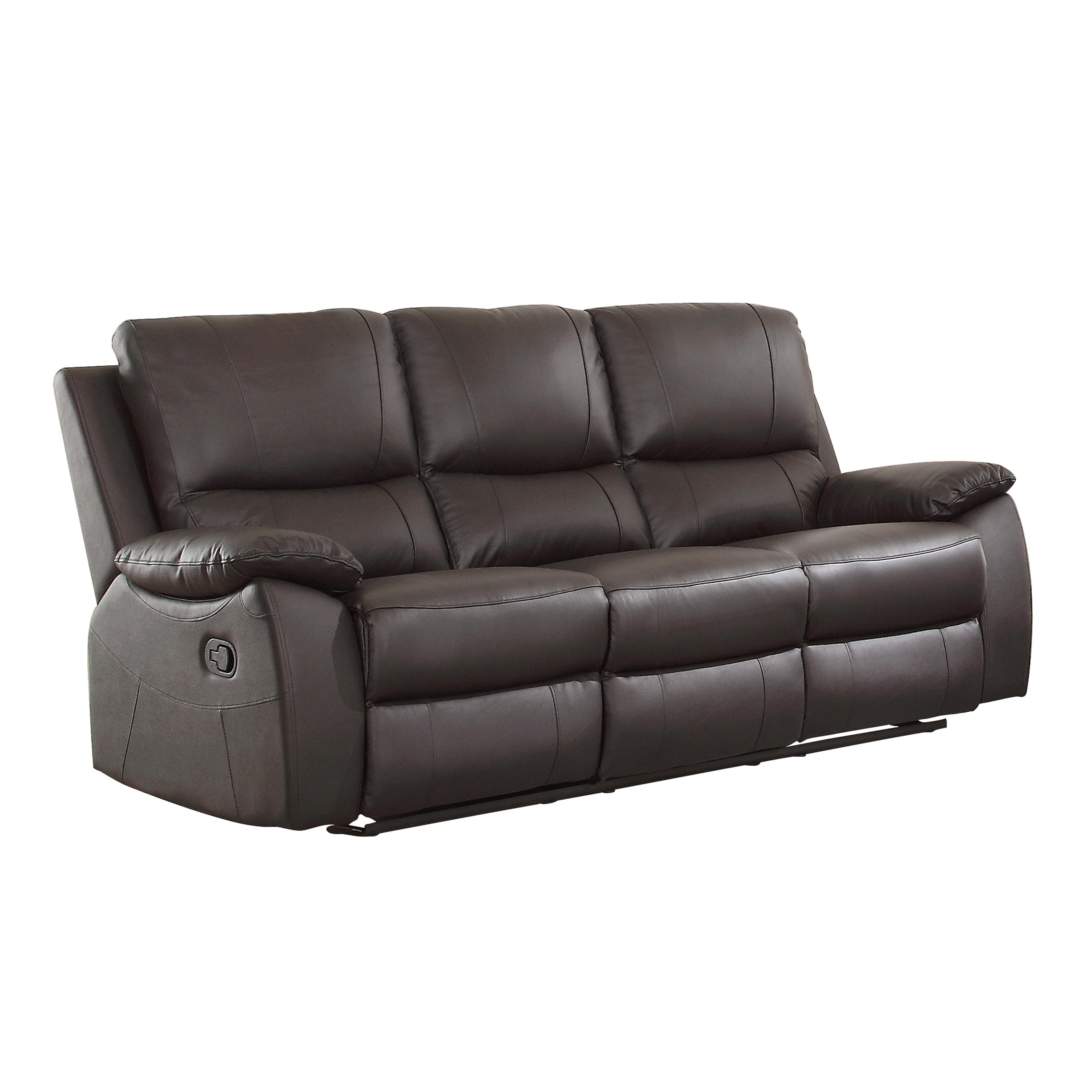 Contemporary Reclining Sofa Dawson Reclining Sofa 9368BRW-3-S 9368BRW-3-S in Brown Faux Leather