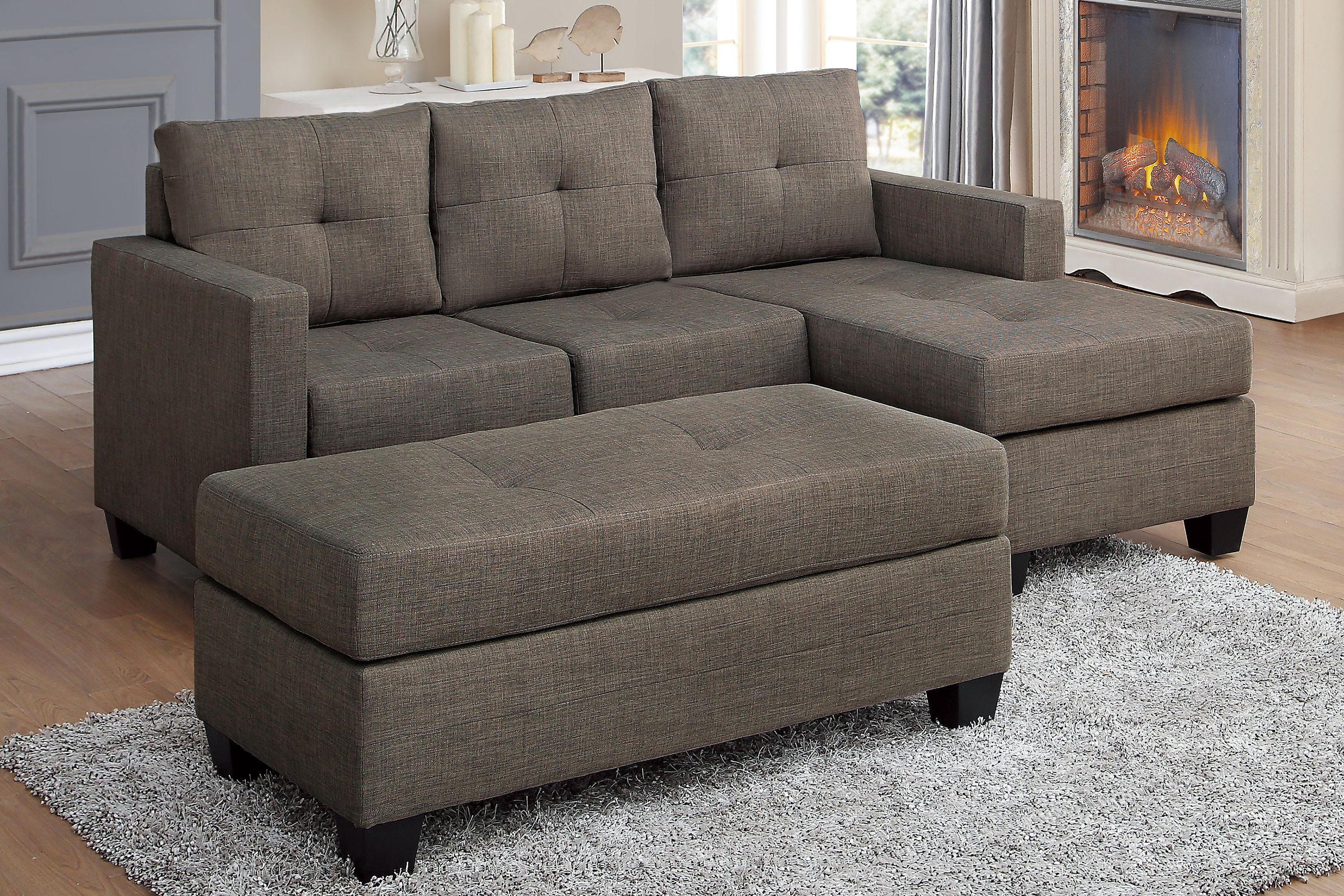 

    
Transitional Brown Textured Resersible Sofa w/Ottoman Homelegance 9789BRG*2OT Phelps
