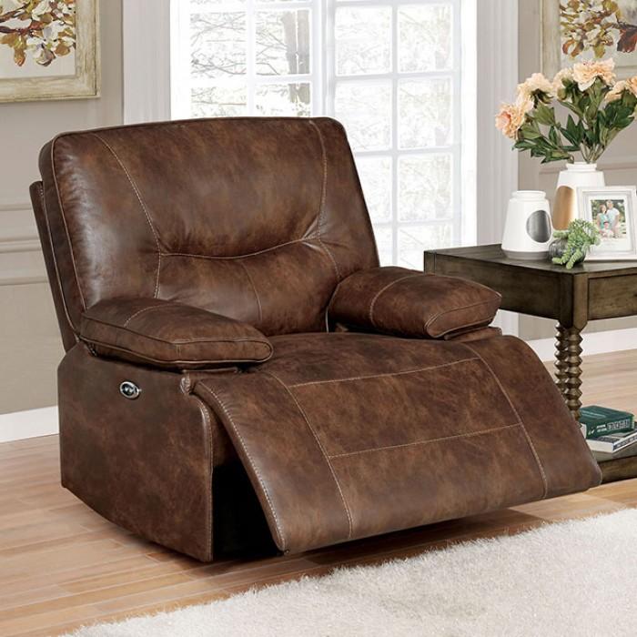 

    
Transitional Brown Vinyl Recliner Chair Furniture of America CM6228BR-CH Chantoise
