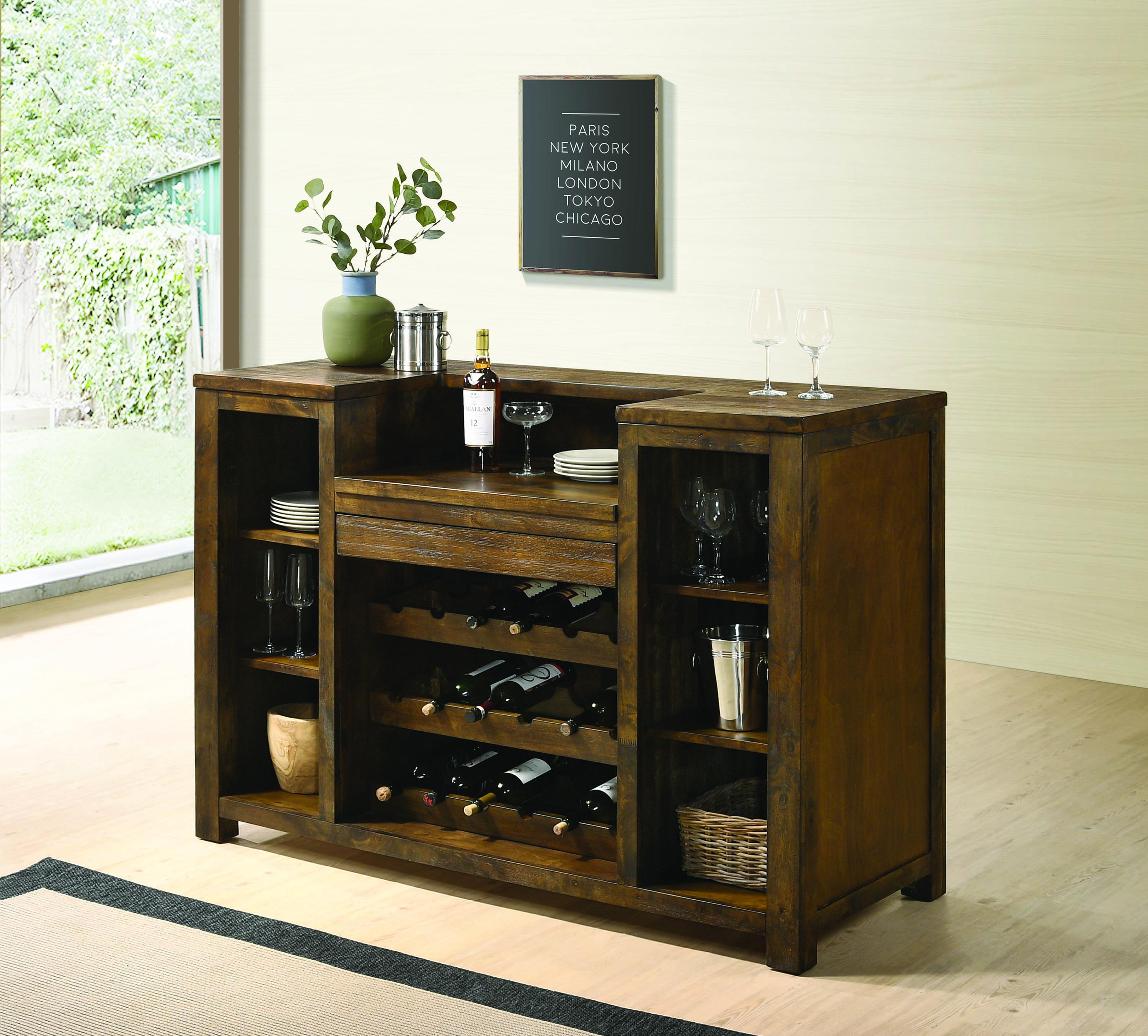 

    
 Shop  Transitional Brown Wood Bar unit by Coaster
