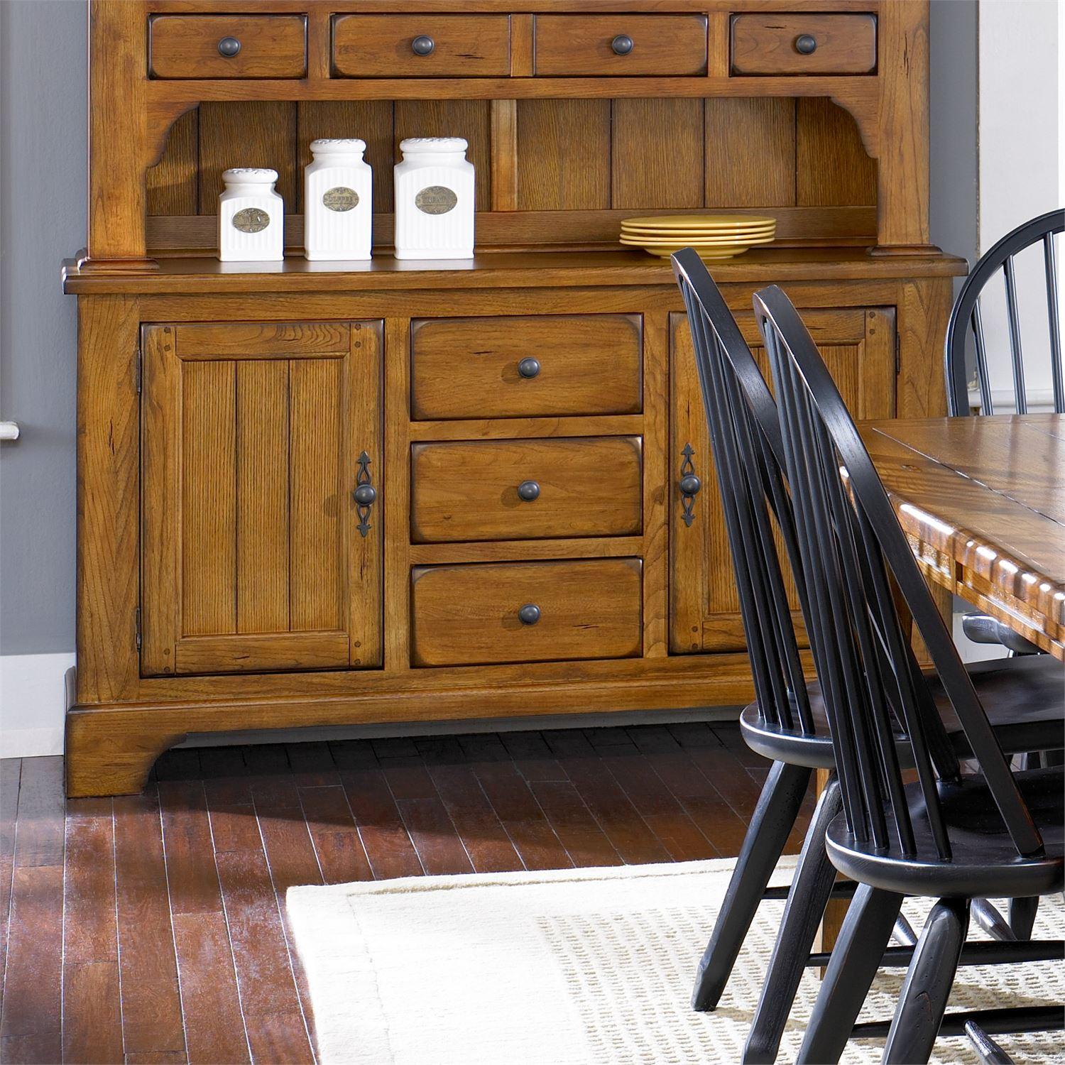 Transitional Buffet Treasures  (17-DR) Buffet 17-CB6285 in Oak, Brown Lacquer