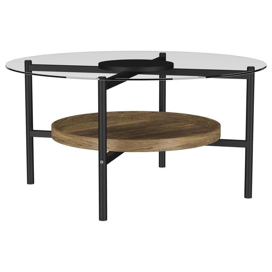Transitional, Farmhouse Coffee Table Delfin Coffee Table 721618-CT 721618-CT in Brown, Black 