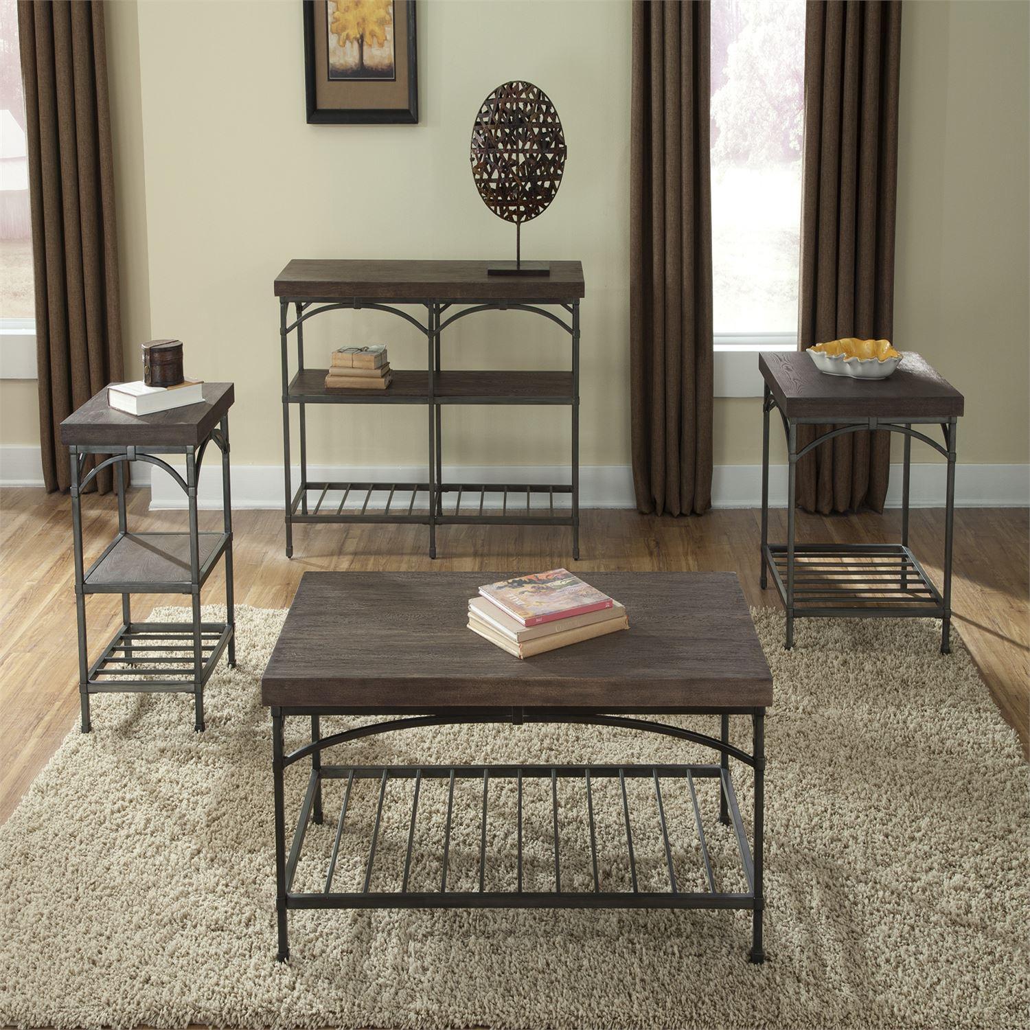 Transitional Coffee Table Set Franklin  (202-OT) Coffee Table Set 202-OT-3PCS in Brown 