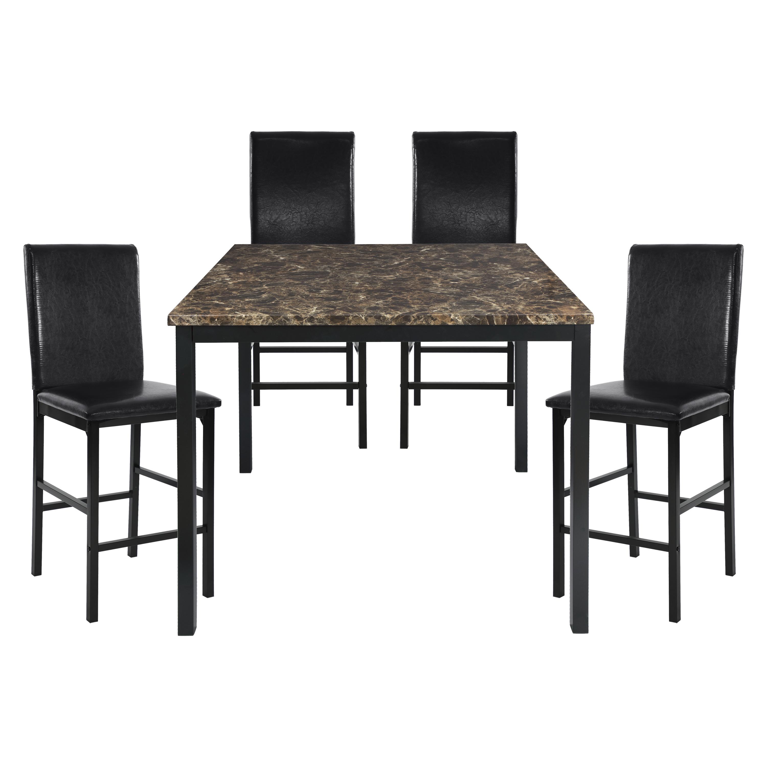 Transitional Counter Height Set 2601-36*5PC Tempe 2601-36*5PC in Brown Faux Leather