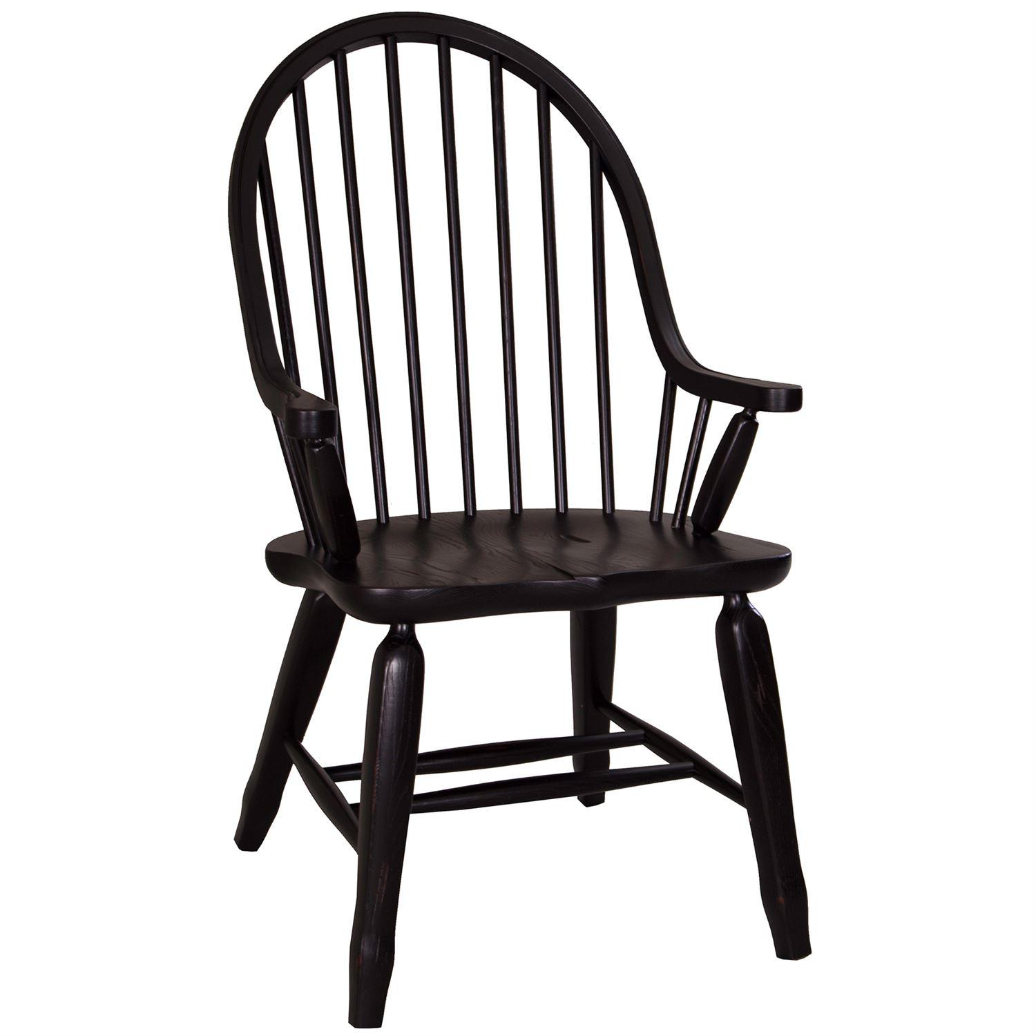 Transitional Dining Arm Chair Treasures  (17-DR) Dining Arm Chair 17-C4051 in Black, Brown Lacquer