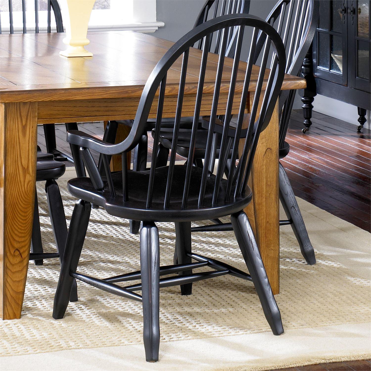 

    
Black Rustic Oak Finish Dining Arm Chair 17-C4051 Liberty Furniture
