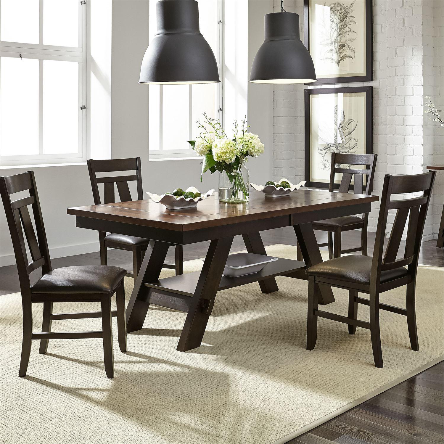

    
Dark Espresso Finish Wood & PVC Dining Room Set 5Pcs Lawson 116-CD-5RLS Liberty Furniture
