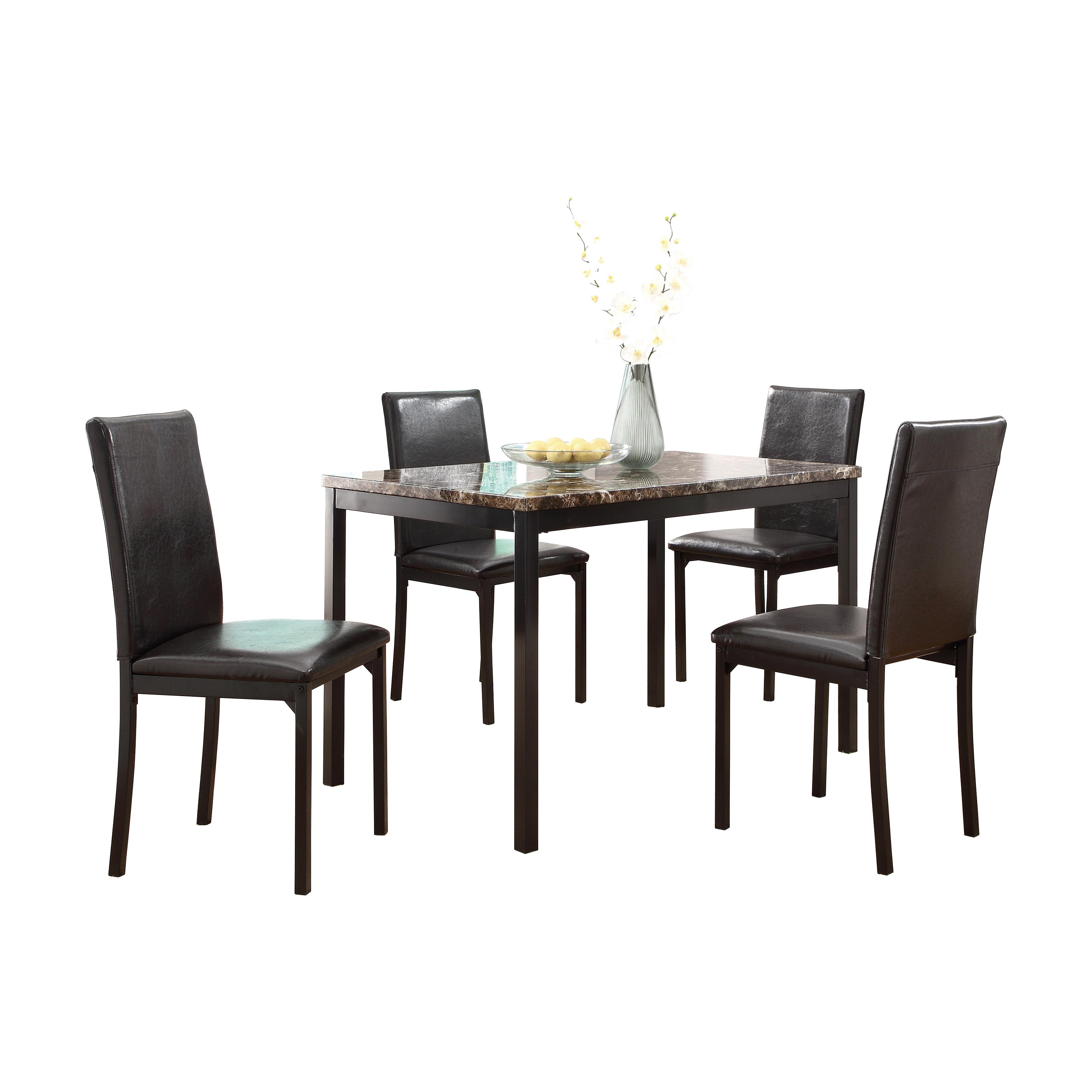 Transitional Dining Room Set 2601-48*5PC Tempe 2601-48*5PC in Brown Faux Leather