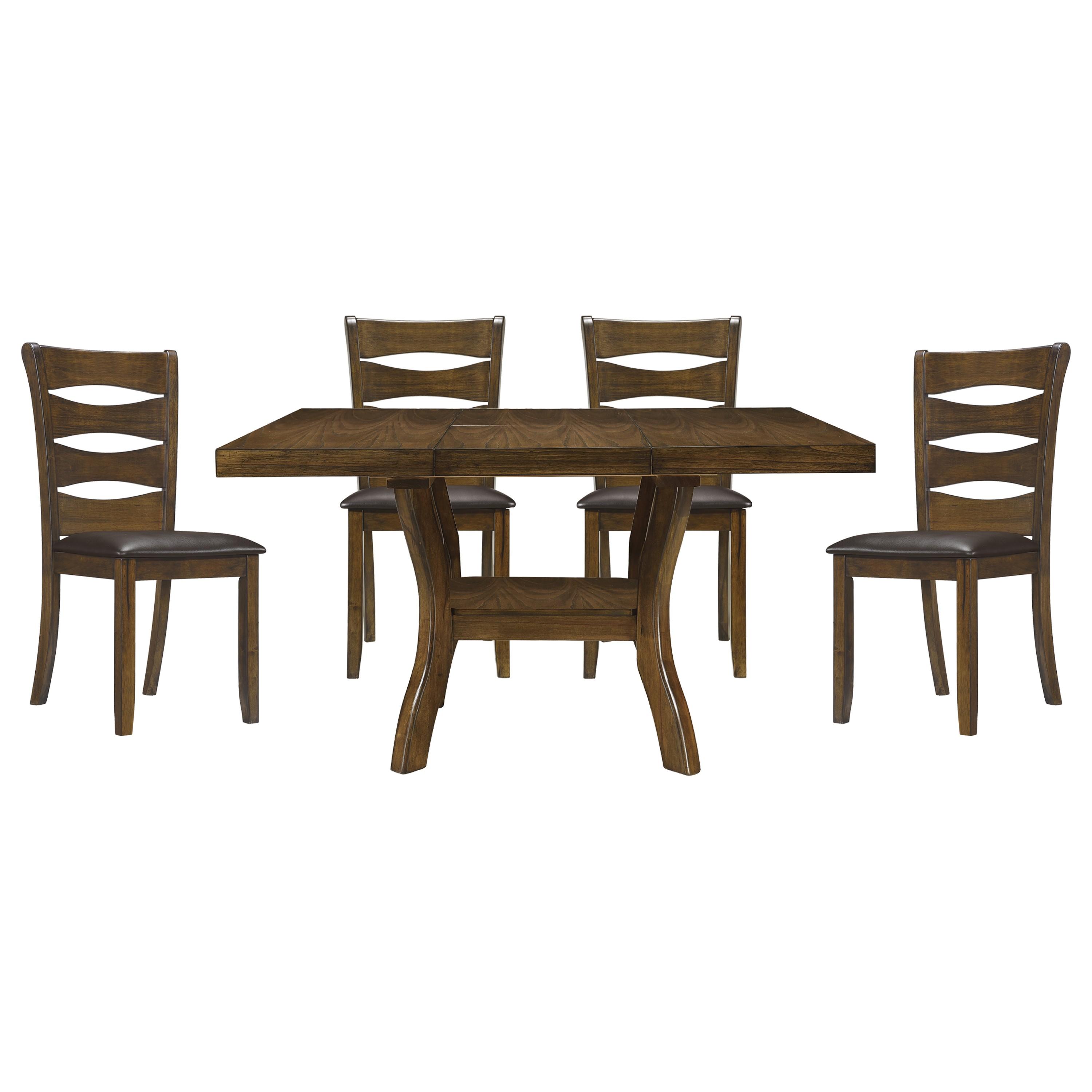 Transitional Dining Room Set 5712-54*5PC Darla 5712-54*5PC in Brown Faux Leather