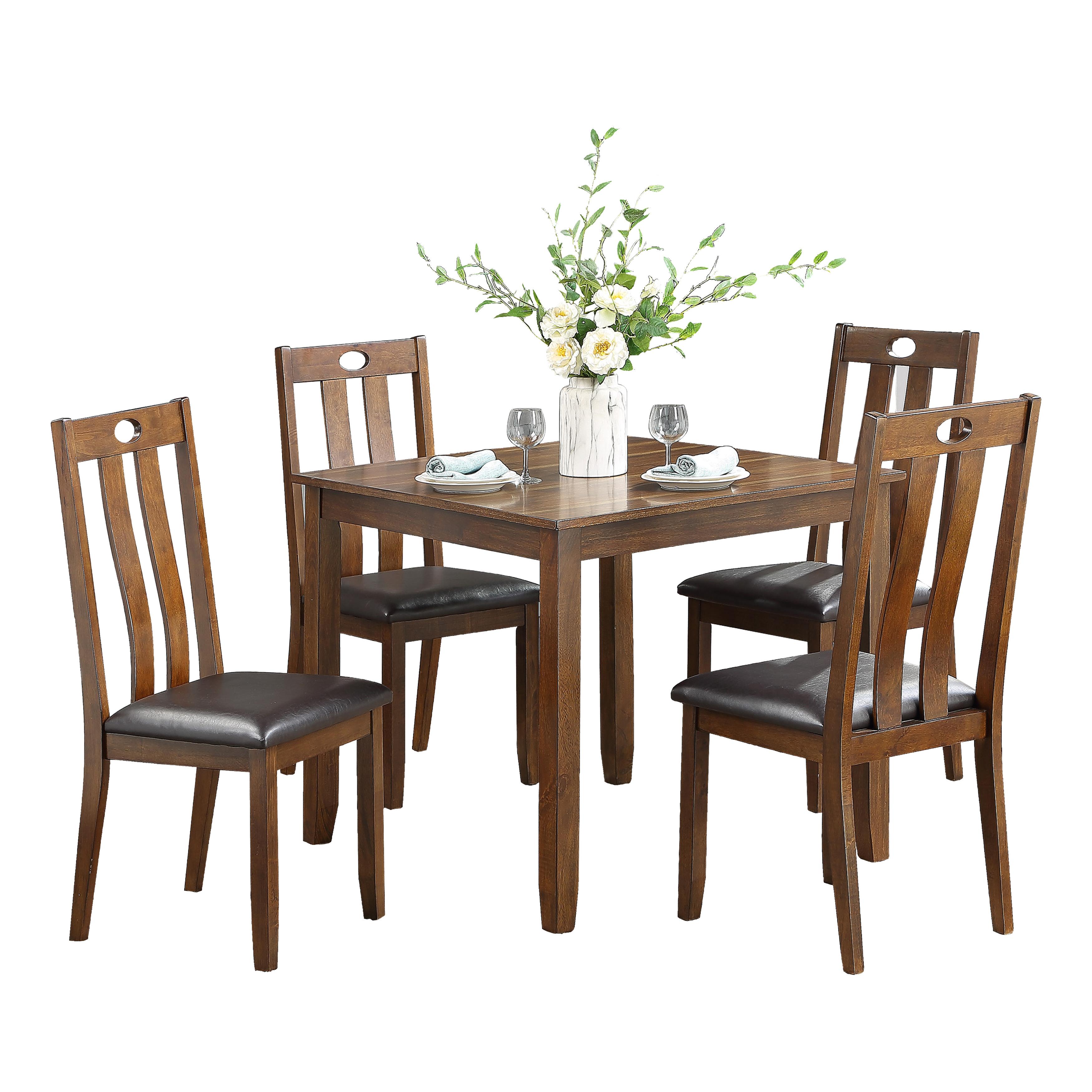 Transitional Dining Room Set 5746 Weston 5746 in Brown Faux Leather