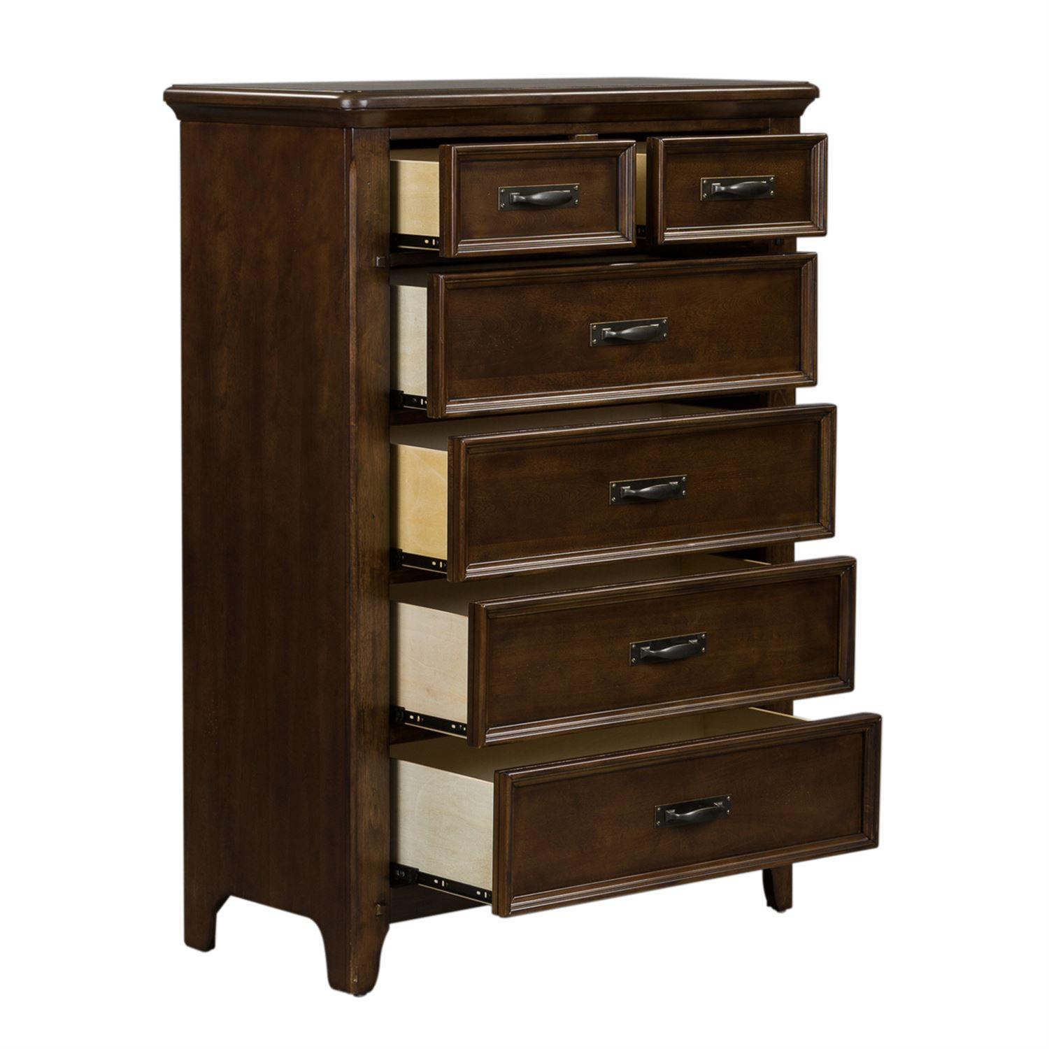 

    
 Order  Tobacco Finish Queen Panel Bed 4P w/Chest Saddlebrook (184-BR) Liberty Furniture
