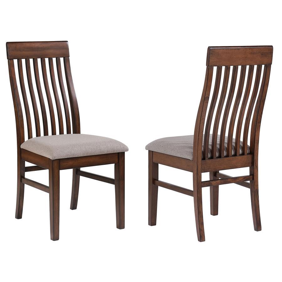

    
Transitional Brown Wood Side Chair Set 2PCS Coaster Briarwood 182992
