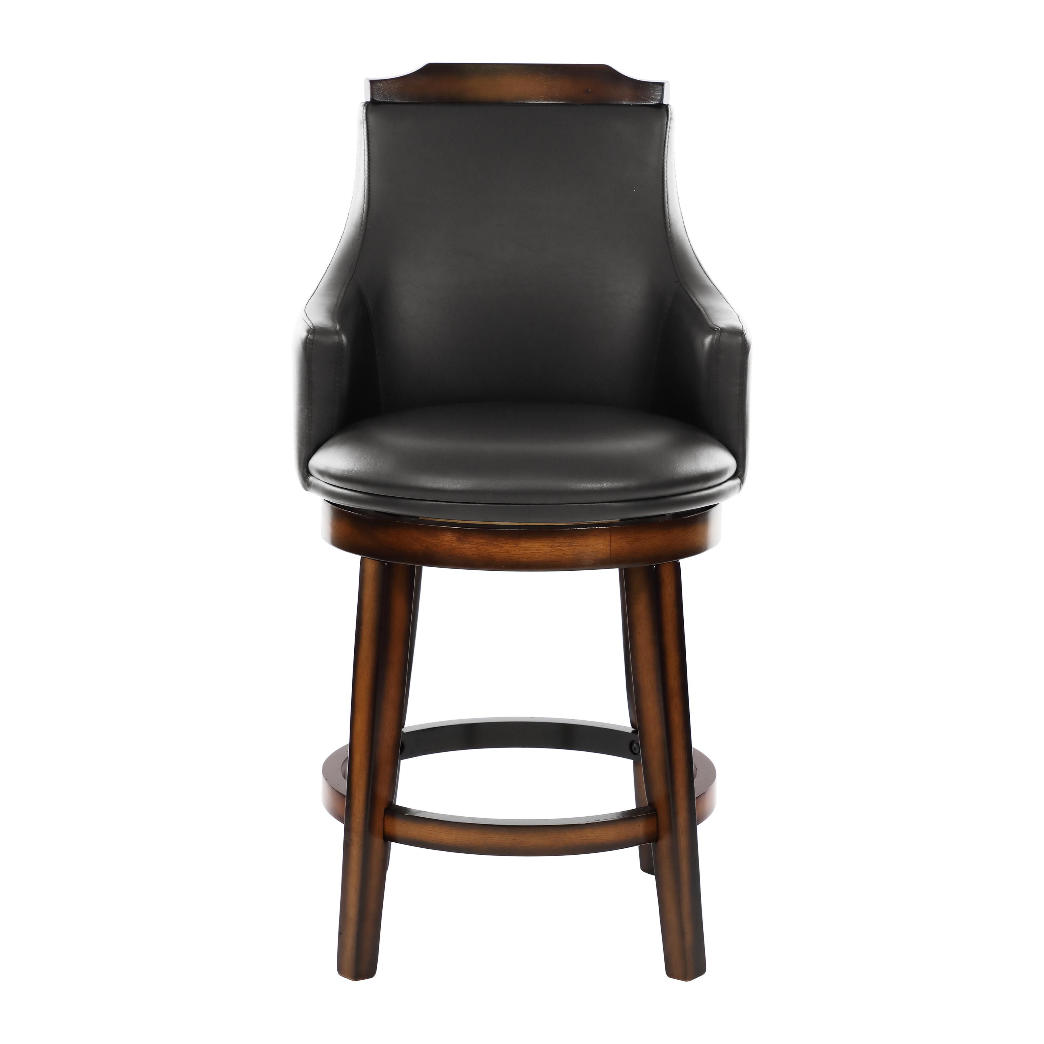 Transitional Counter Height Chair 5447-24S Bayshore 5447-24S-Set-2 in Oak, Dark Brown Faux Leather