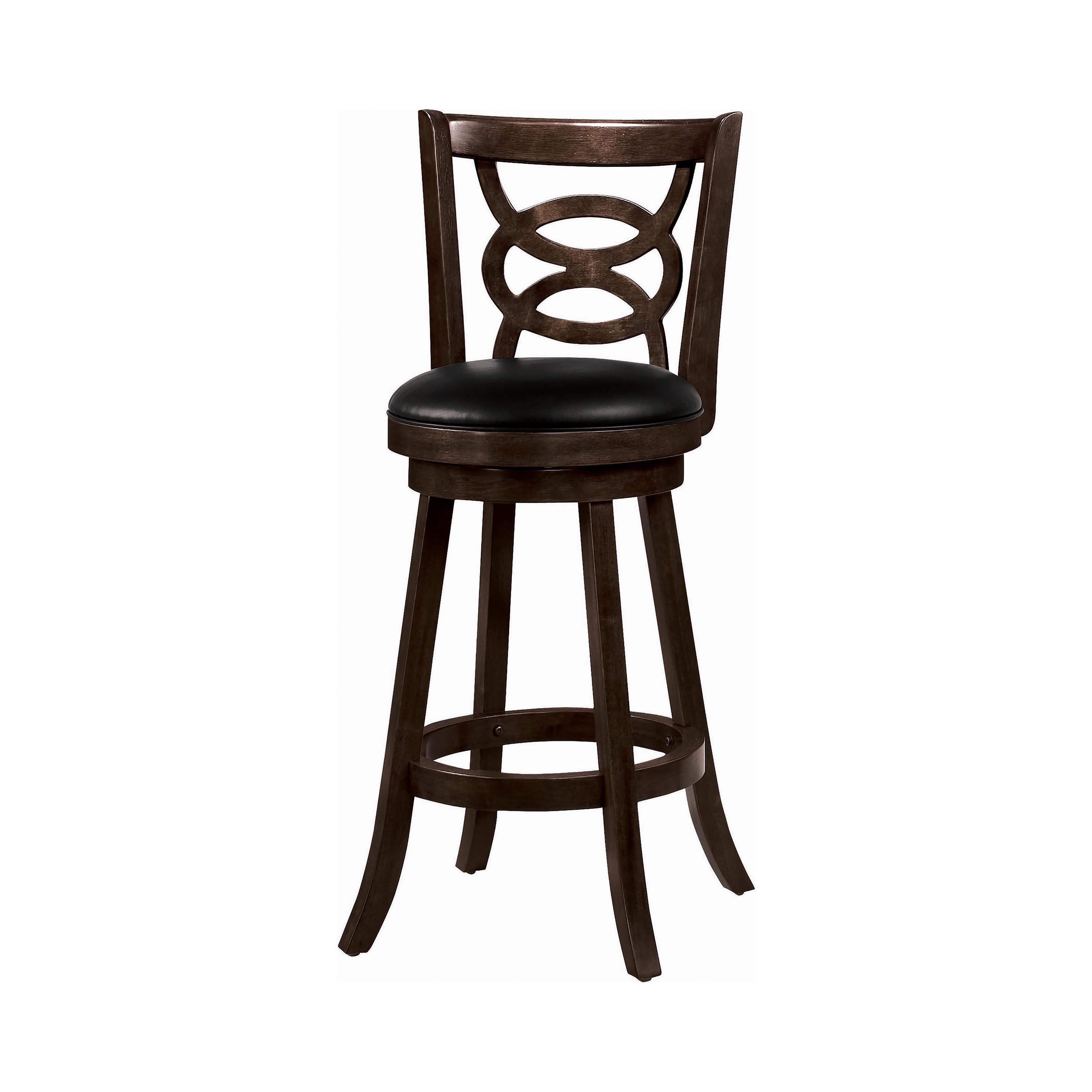 Traditional Bar Stool Set 101930 101930 in Cappuccino, Black Leatherette