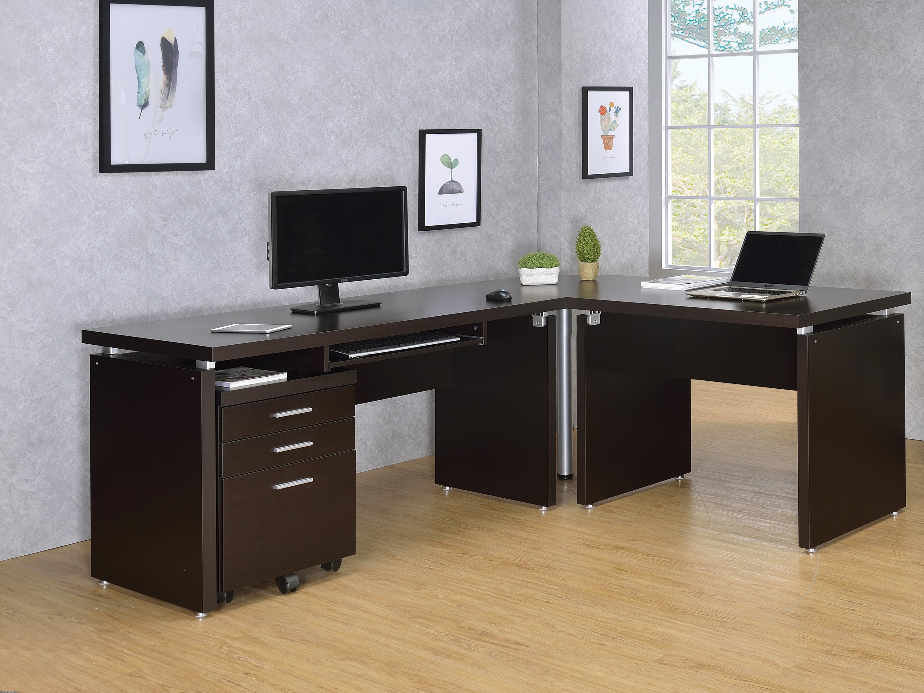 Transitional Computer Desk Set 800891-S2 Skylar 800891-S2 in Cappuccino 