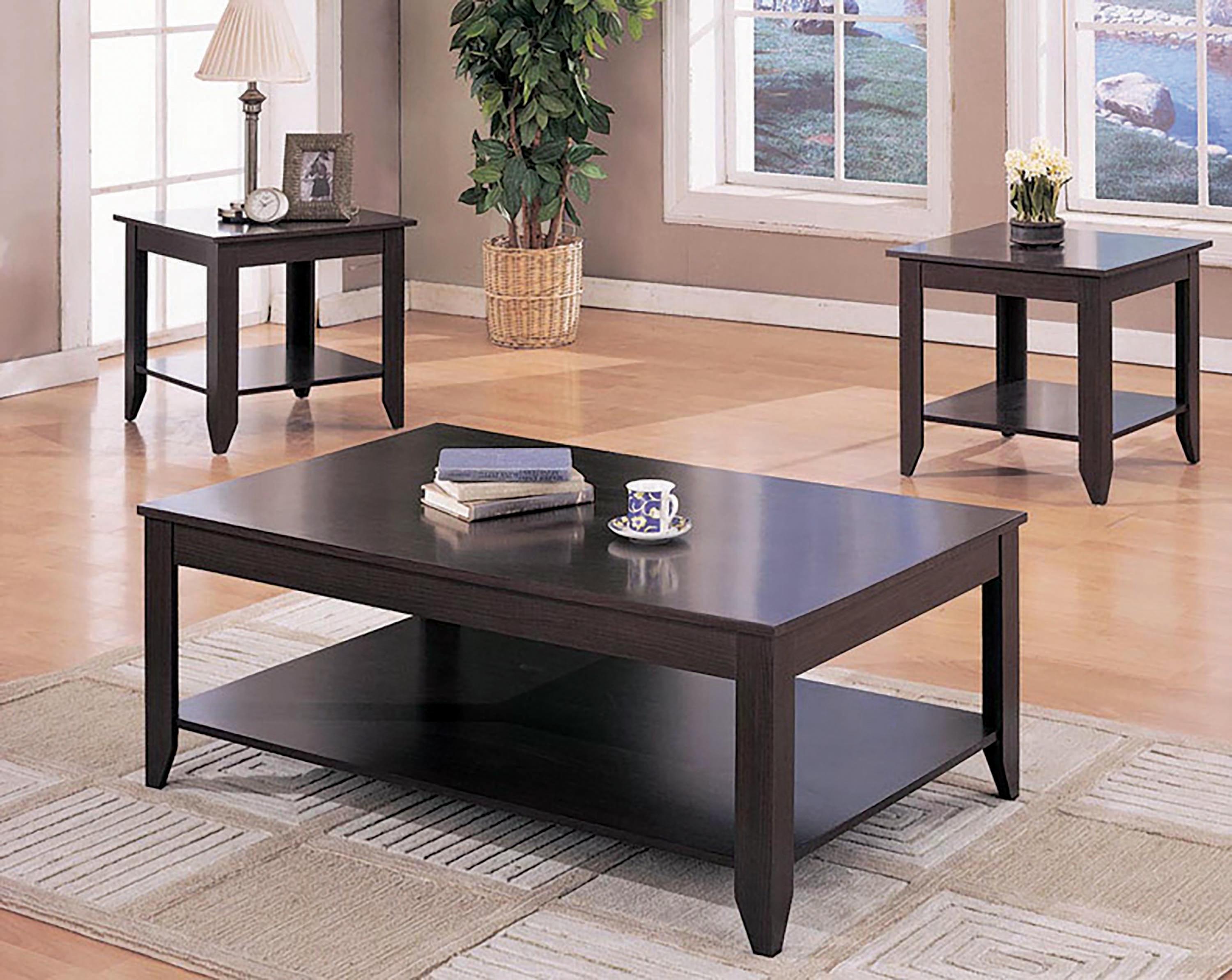Transitional Coffee Table Set 700285 700285 in Cappuccino 