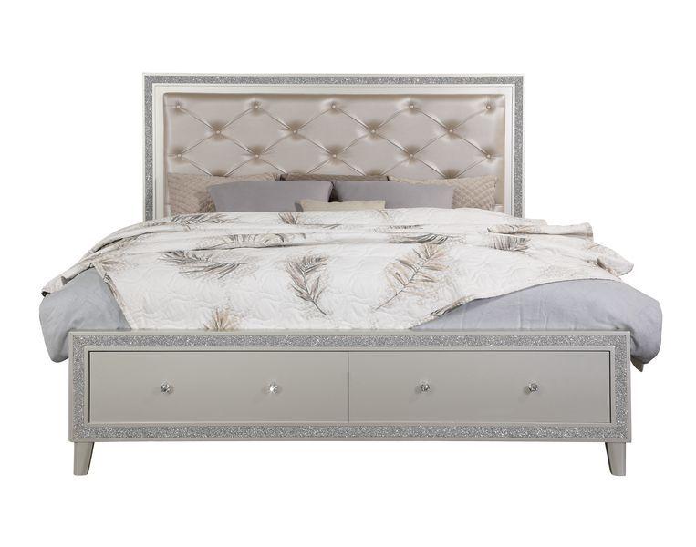 

    
Transitional Champagne Finish Queen Bed w/ Storage by Acme Sliverfluff BD00242Q
