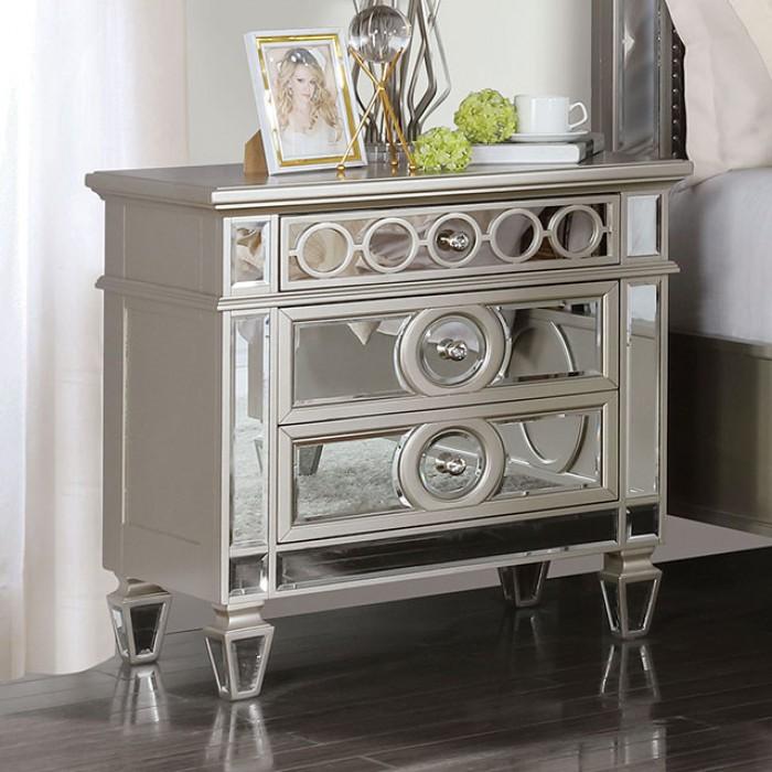 

    
Transitional Champagne Solid Wood Nightstand Furniture of America CM7134N Marseille

