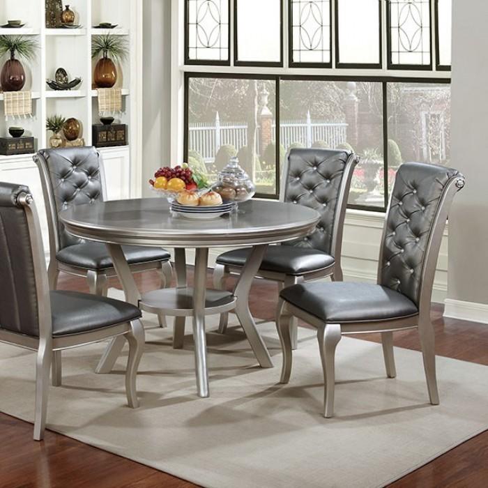 

    
Transitional Champagne Solid Wood Round Dining Table Furniture of America CM3219RT Amina
