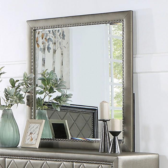 

    
Transitional Champagne/Warm Gray Solid Wood Dresser With Mirror 2PCS Furniture of America Xandria FOA7224CPN-D-2PCS
