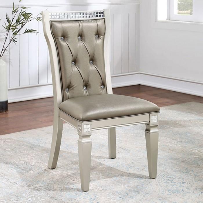 Transitional Dining Side Chair CM3158SC Adelina CM3158SC-Set-2 in Champagne Leatherette