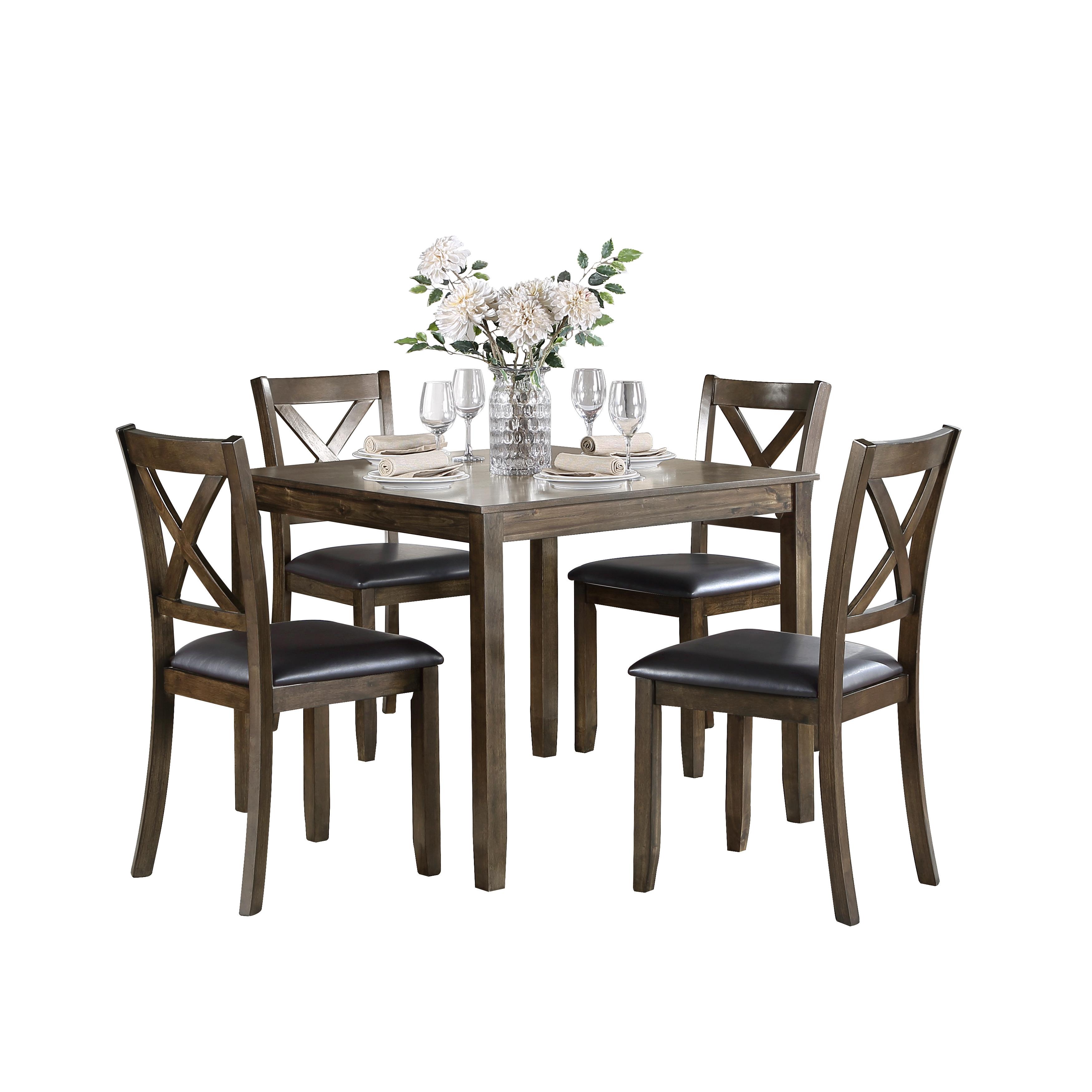 Transitional Dining Room Set 5838CH-5P Hazel 5838CH-5P in Brown Faux Leather