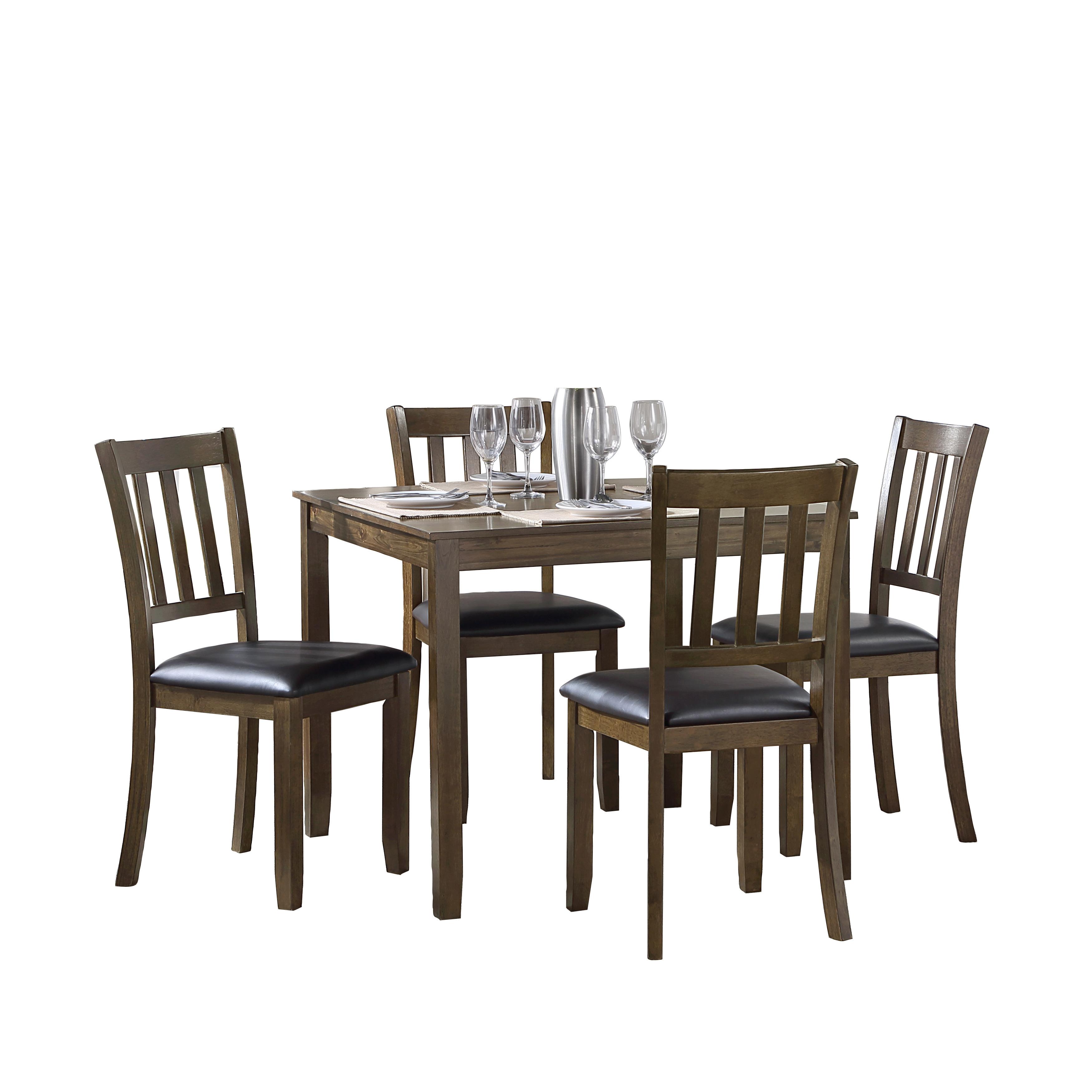 Transitional Dining Room Set 5839CH-5P Faust 5839CH-5P in Brown Faux Leather