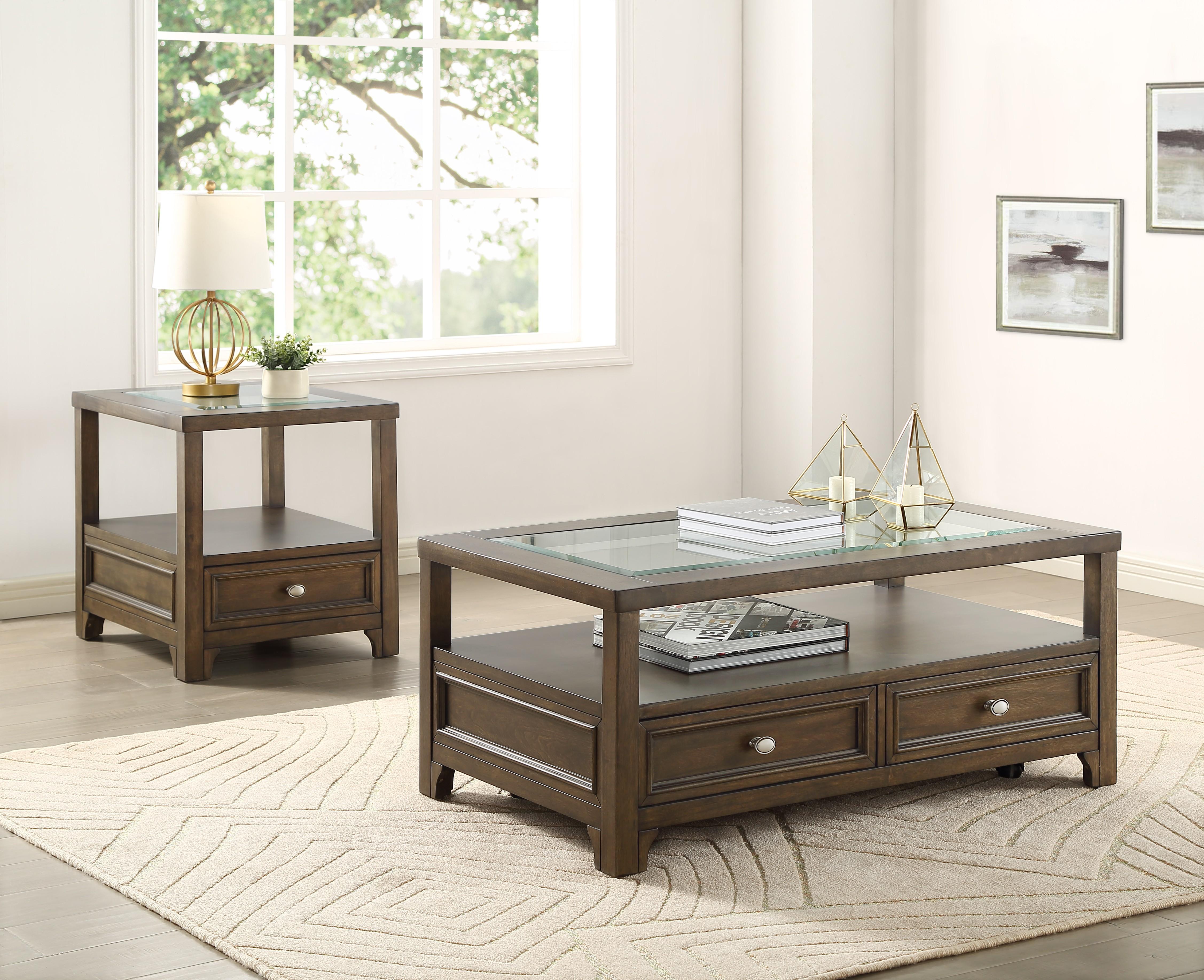 

    
Transitional Charcoal Brown Wood Occasional Table Set 2pcs Homelegance 3624 Auburn
