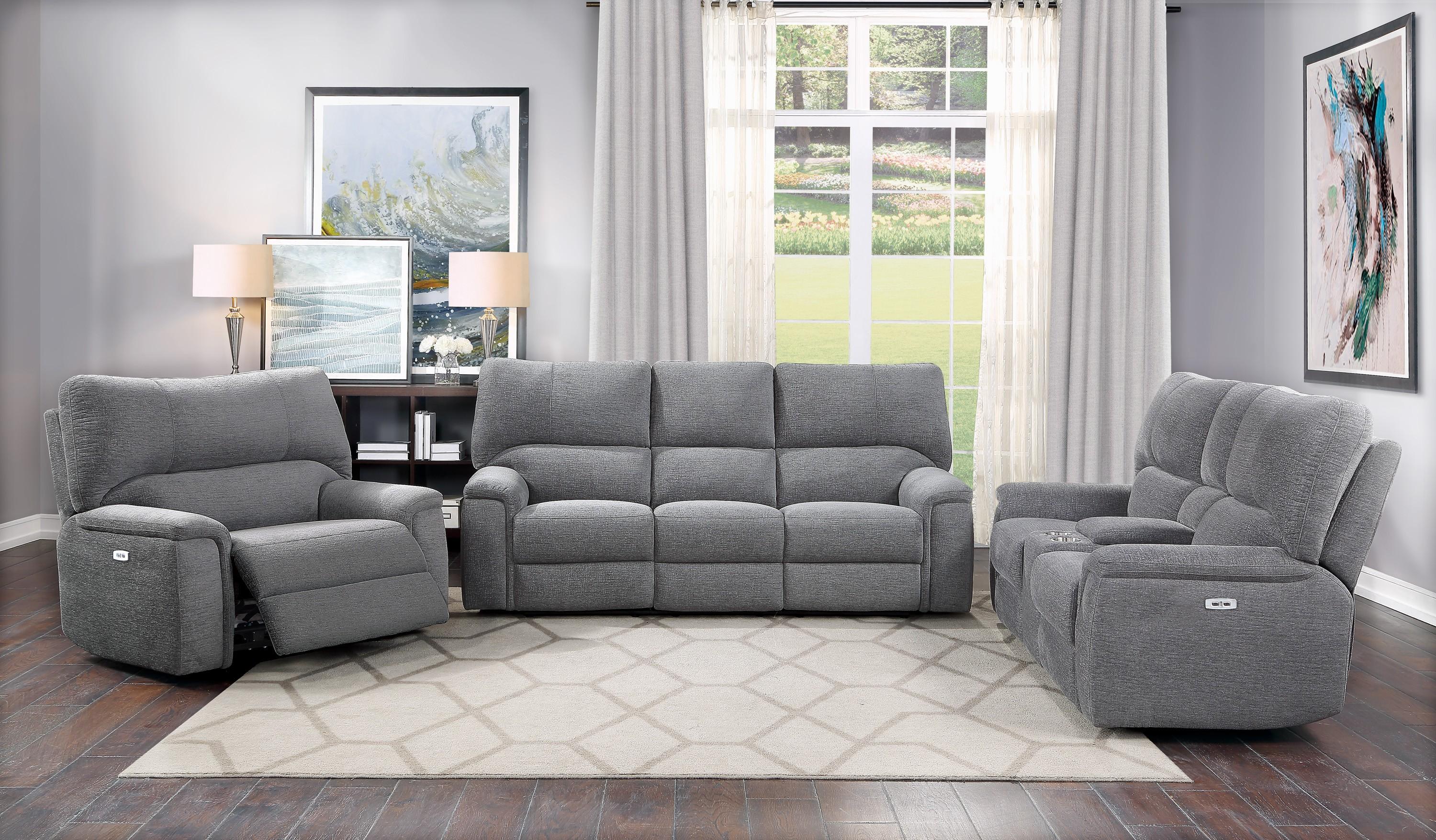 

    
9413CC-1PWH Transitional Charcoal Chenille Power Reclining Chair Homelegance 9413CC-1PWH Dickinson
