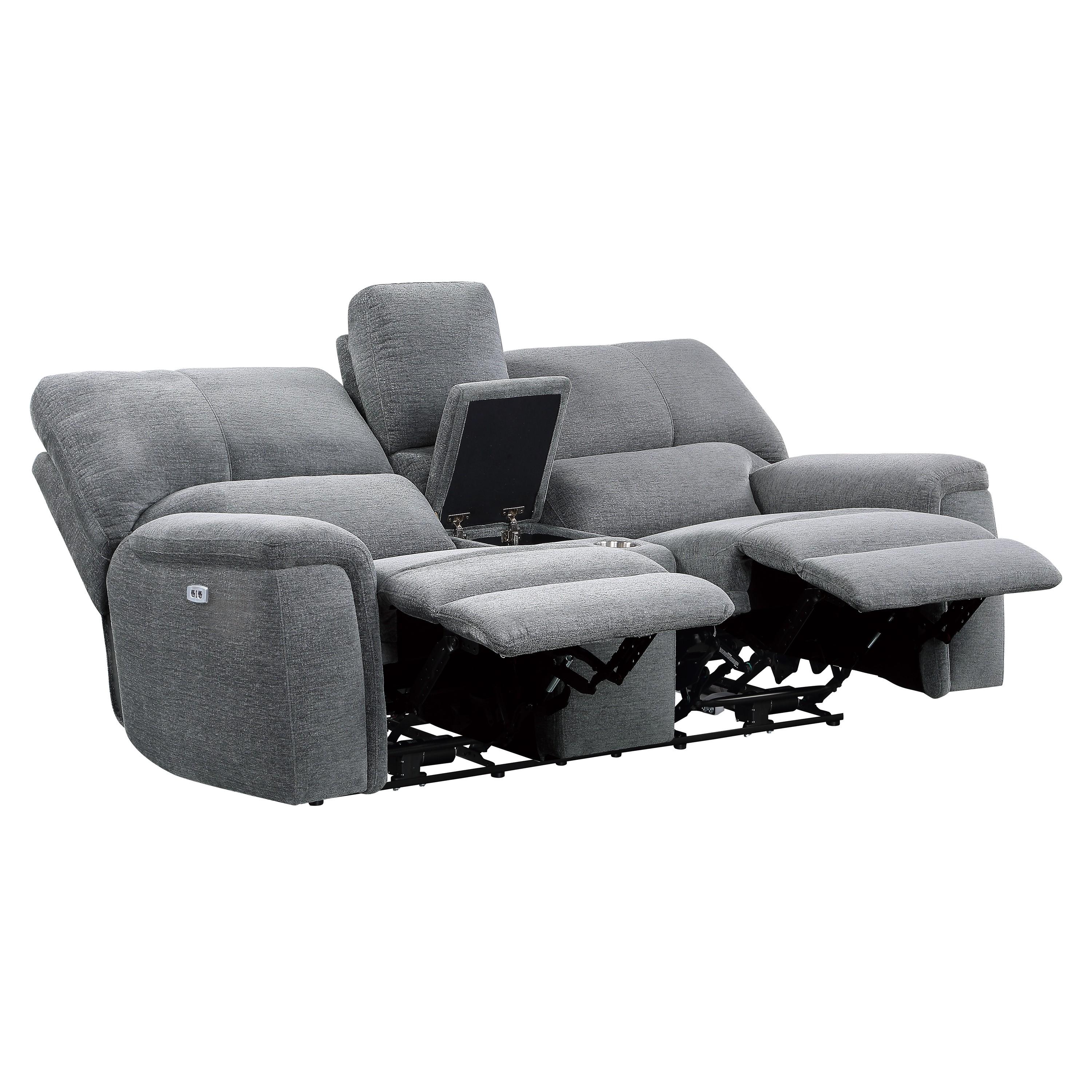 

    
9413CC-PWH-3PC Transitional Charcoal Chenille Power Reclining Sofa Set 3pcs Homelegance 9413CC-PWH Dickinson

