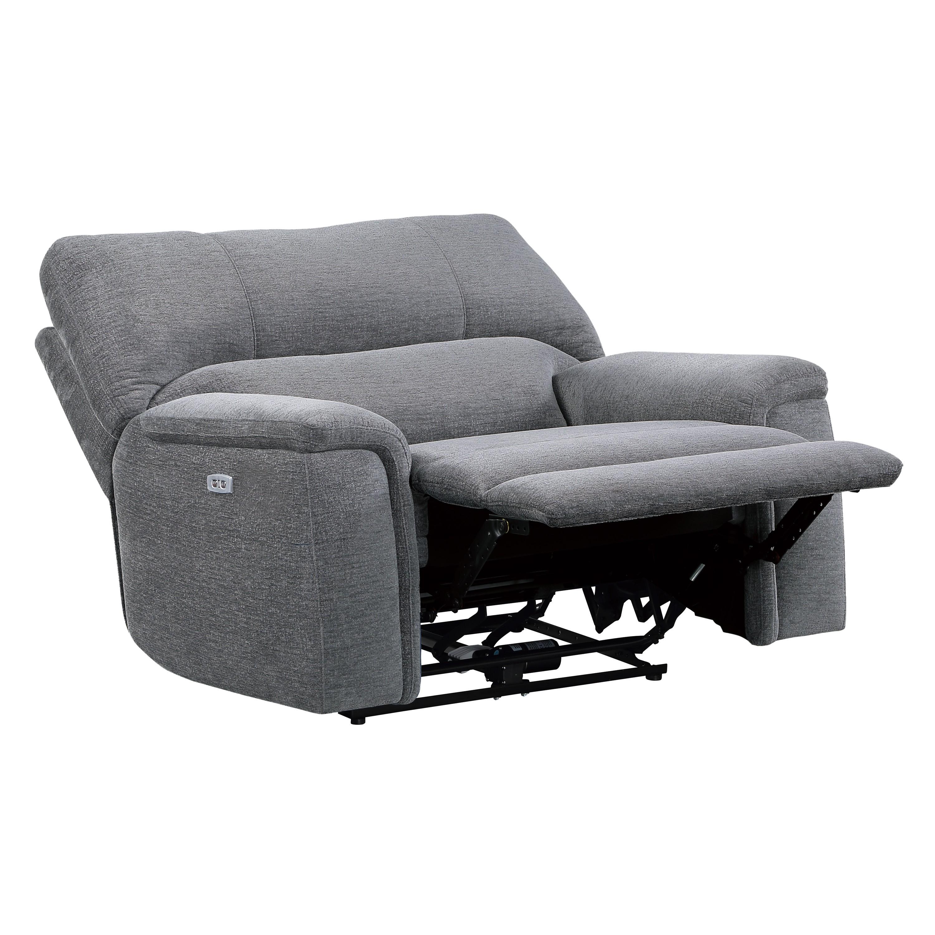 

    
 Photo  Transitional Charcoal Chenille Power Reclining Sofa Set 3pcs Homelegance 9413CC-PWH Dickinson
