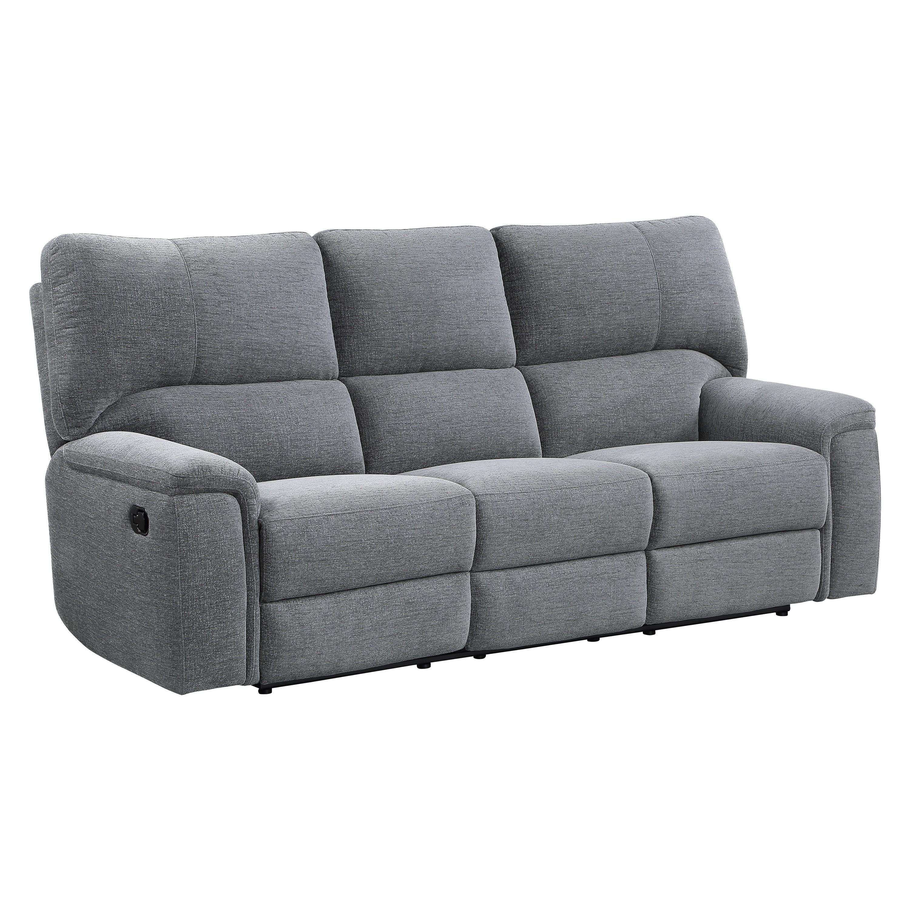 

    
Transitional Charcoal Chenille Reclining Sofa Homelegance 9413CC-3 Dickinson
