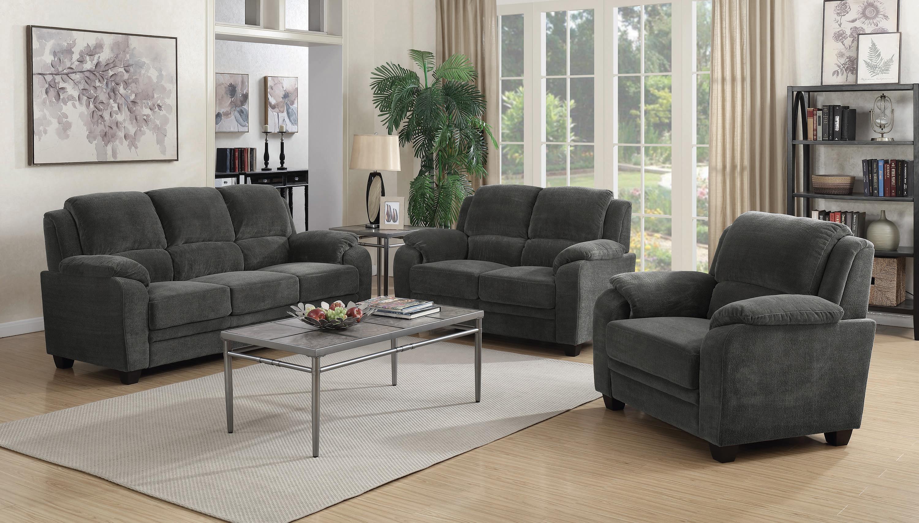 Transitional Living Room Set 506241-S2 Northend 506241-S2 in Charcoal 