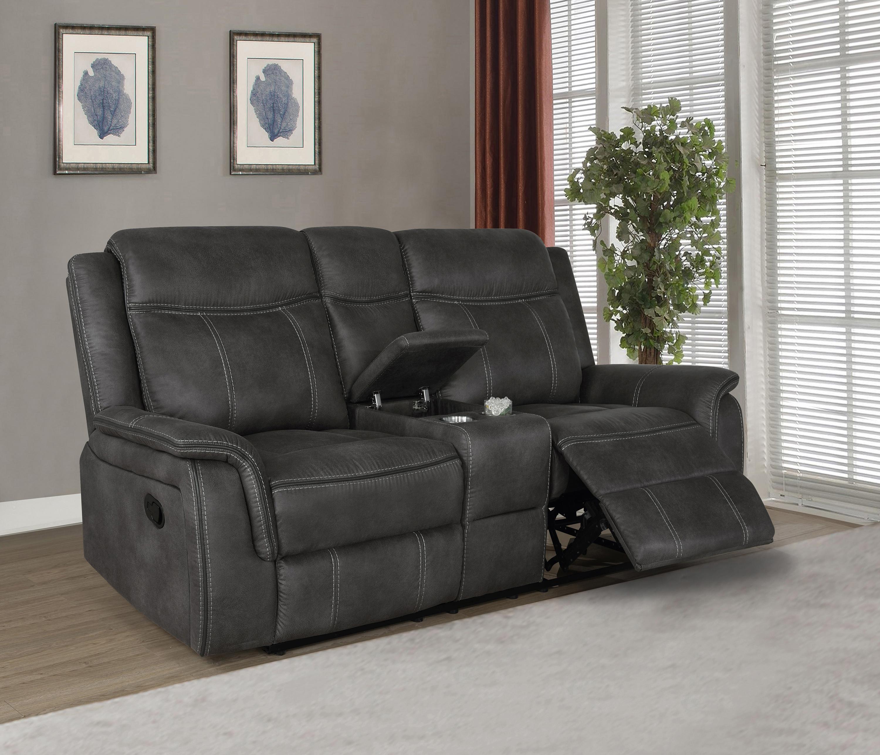 

    
603504-S3 Transitional Charcoal Coated Microfiber Living Room Set 3pcs Coaster 603504-S3 Lawrence
