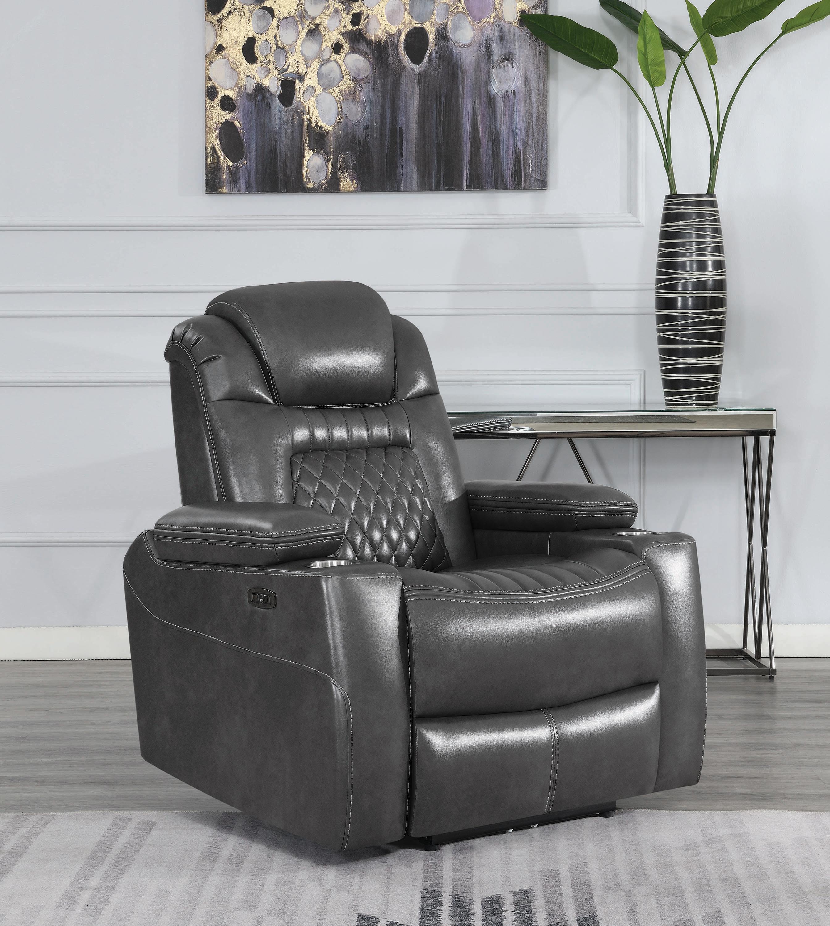 

    
 Shop  Transitional Charcoal Coated Microfiber Power Recliner Coaster 603416PP Korbach
