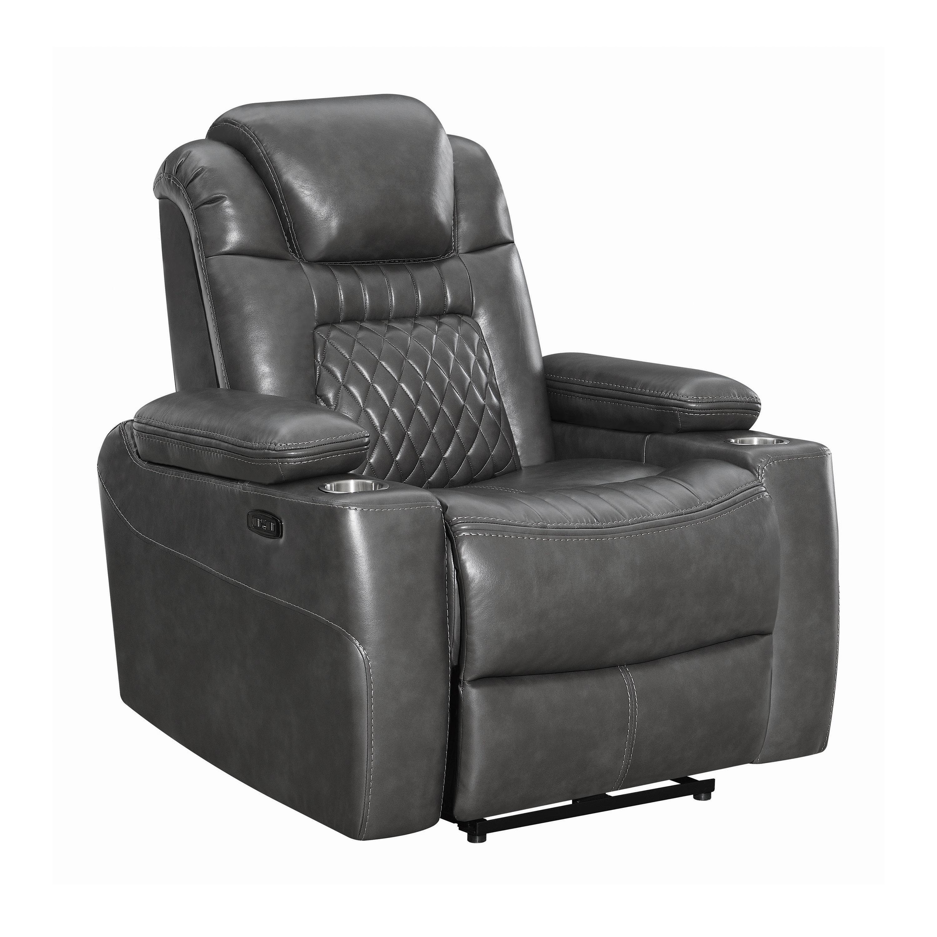 

    
Transitional Charcoal Coated Microfiber Power Recliner Coaster 603416PP Korbach
