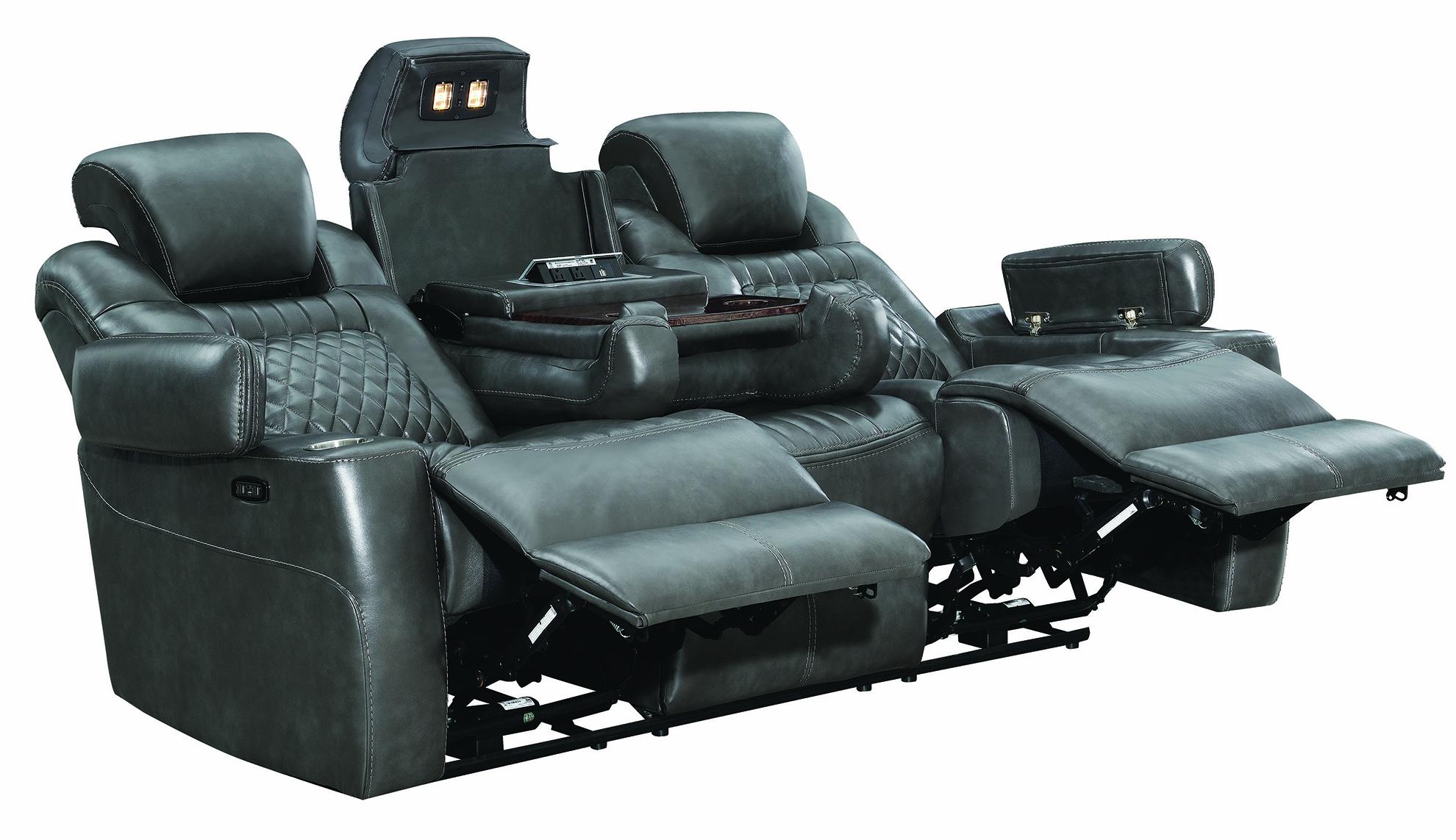 

                    
Coaster 603414PP-S2 Korbach Power Sofa Set Charcoal Coated Microfiber Purchase 
