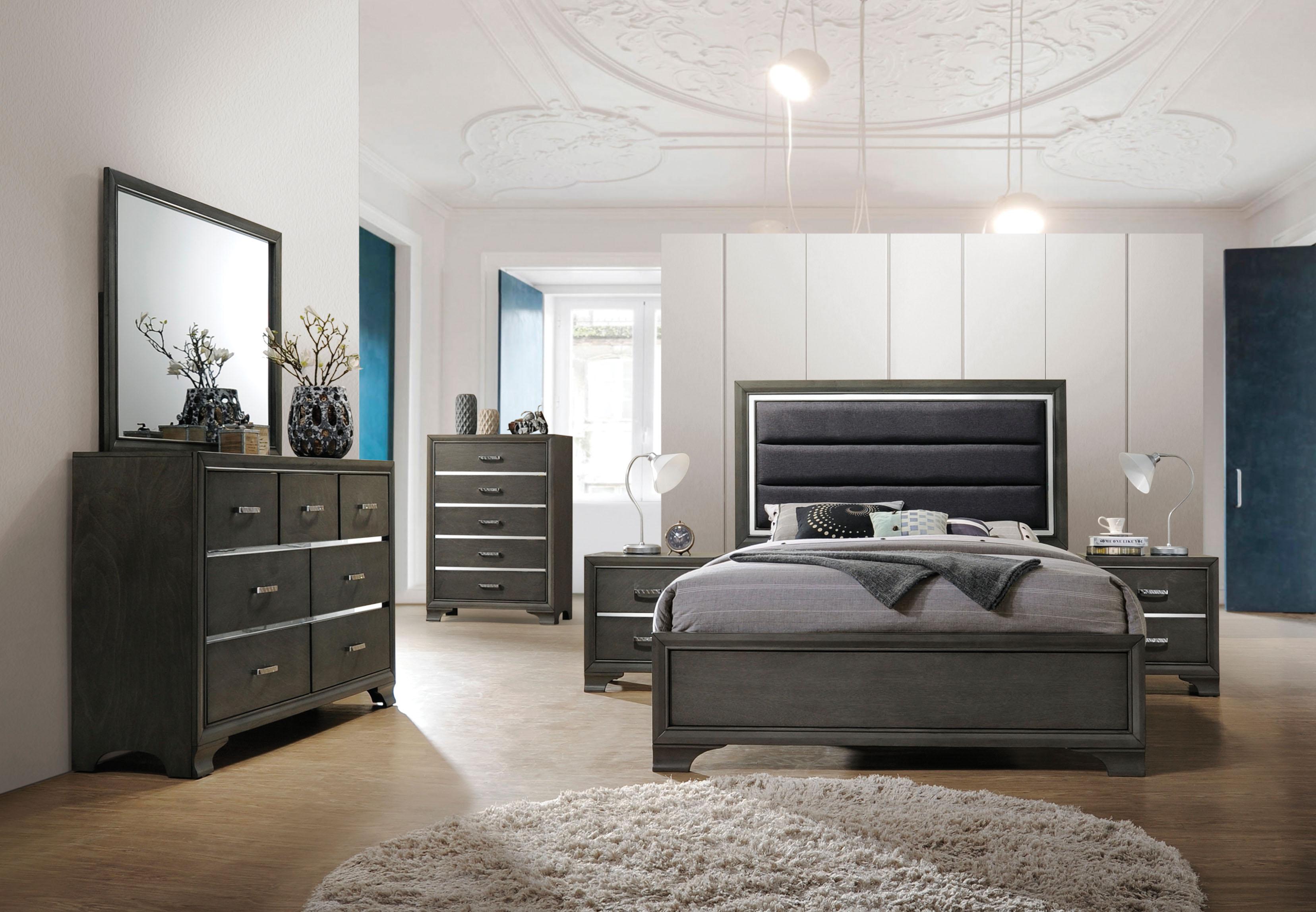 

        
Acme Furniture Carine II-26257EK Panel Bed Charcoal/Gray Fabric 0840412144240
