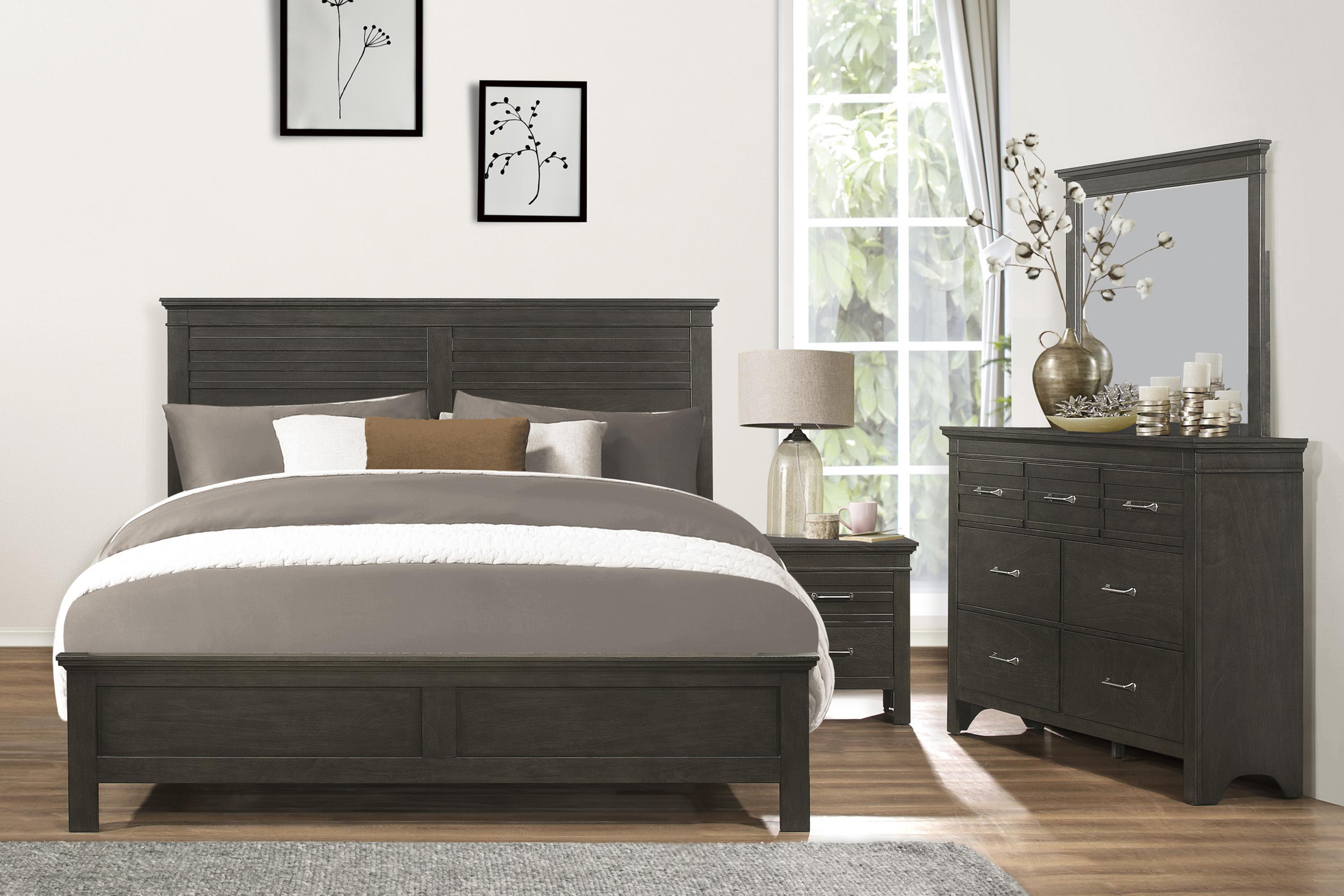 Transitional Bedroom Set 1675K-1CK-5PC Blaire Farm 1675K-1CK-5PC in Charcoal 