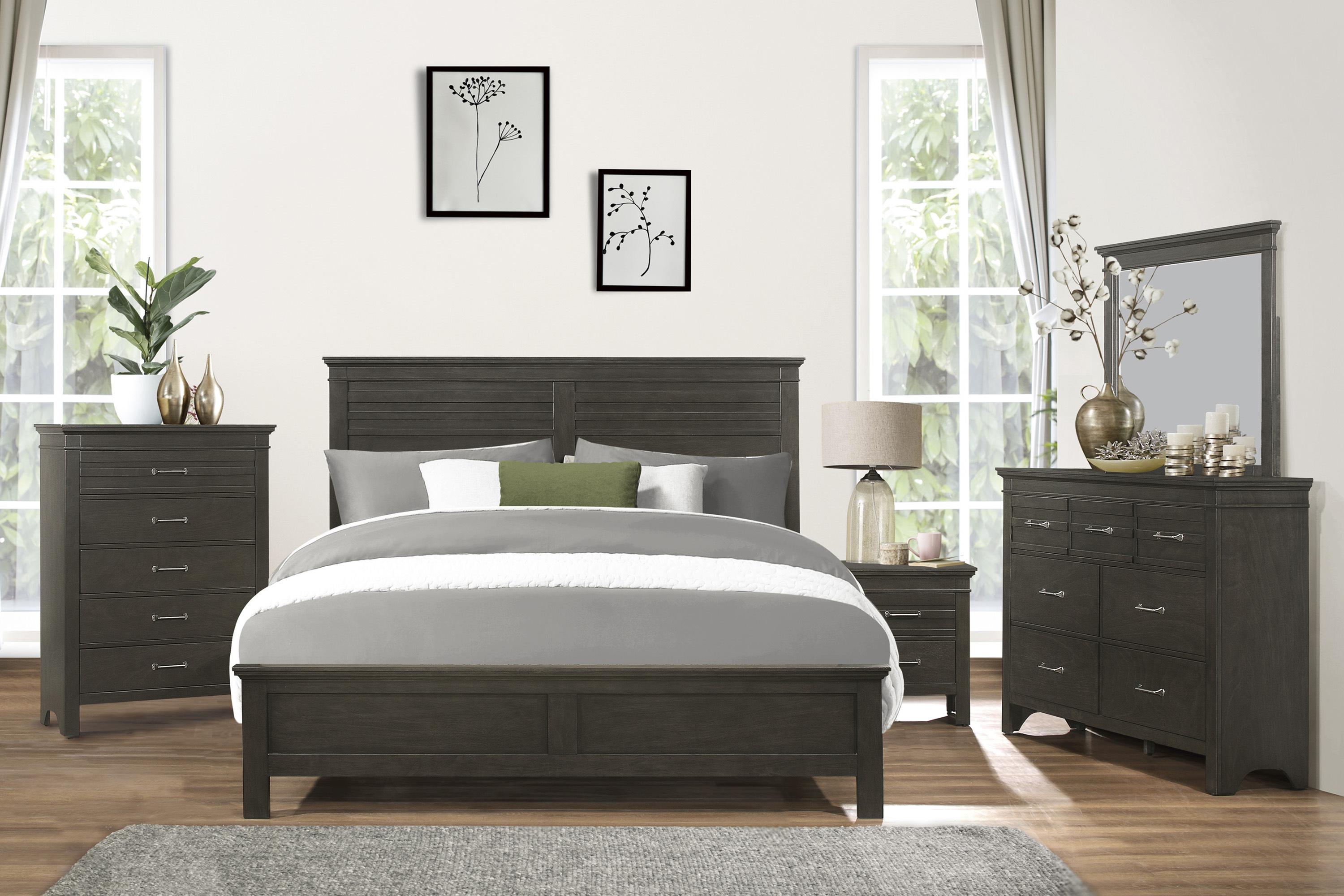 Transitional Bedroom Set 1675K-1CK-6PC Blaire Farm 1675K-1CK-6PC in Charcoal 