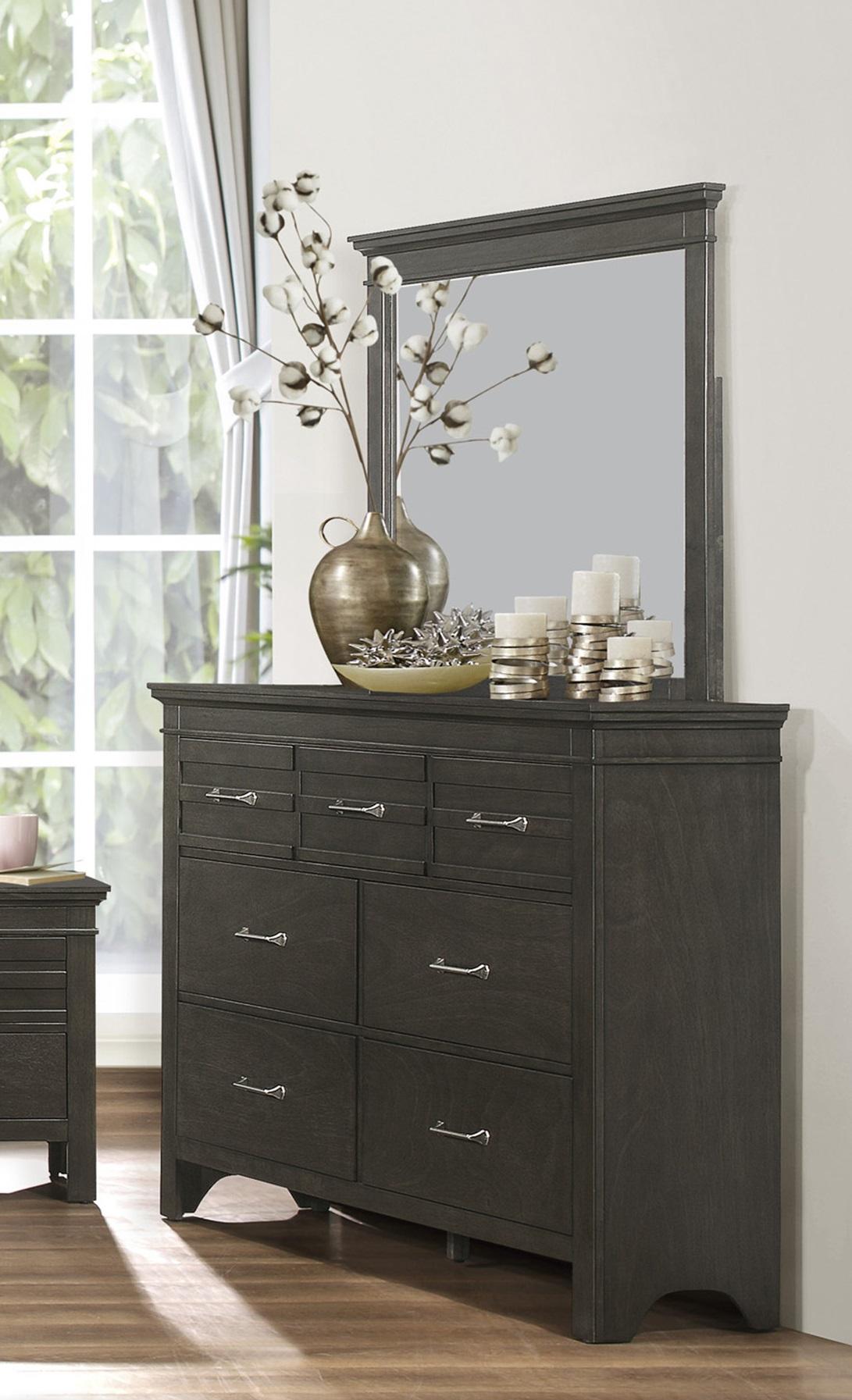 Transitional Dresser w/Mirror 1675-5*6-2PC Blaire Farm 1675-5*6-2PC in Charcoal 
