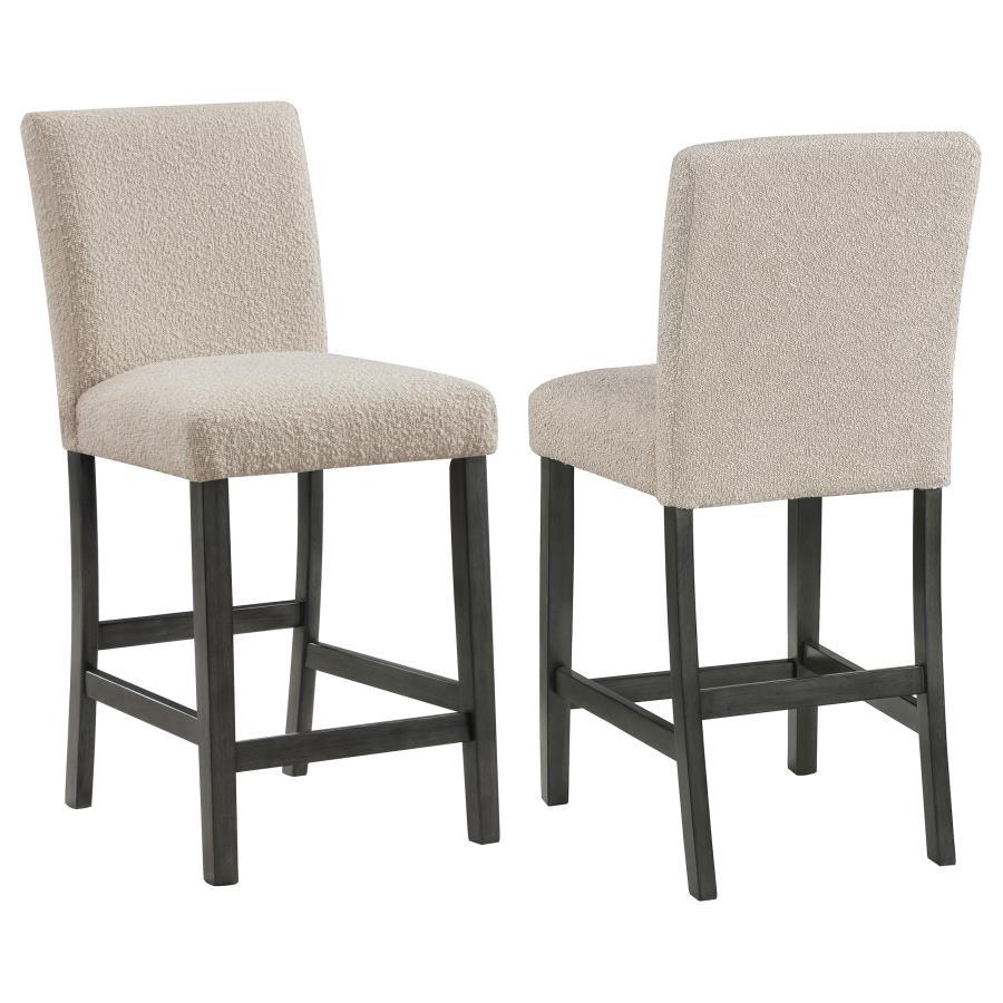 

    
Transitional Charcoal Grey/Beige Wood Counter Height Chair Set 2PCS Coaster Alba 123129
