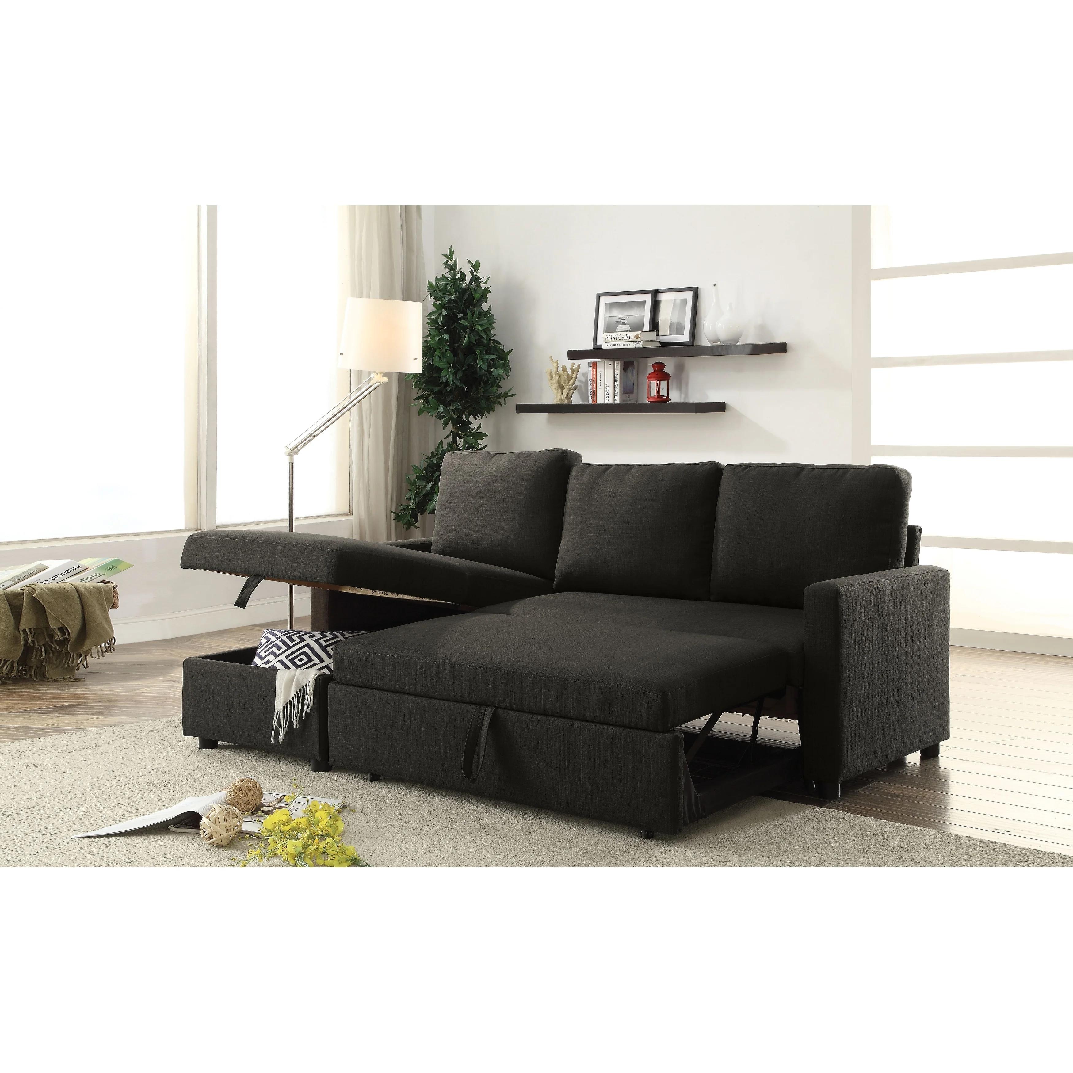 Transitional, Simple Sectional Sofa Vassenia 52300 in Charcoal Linen