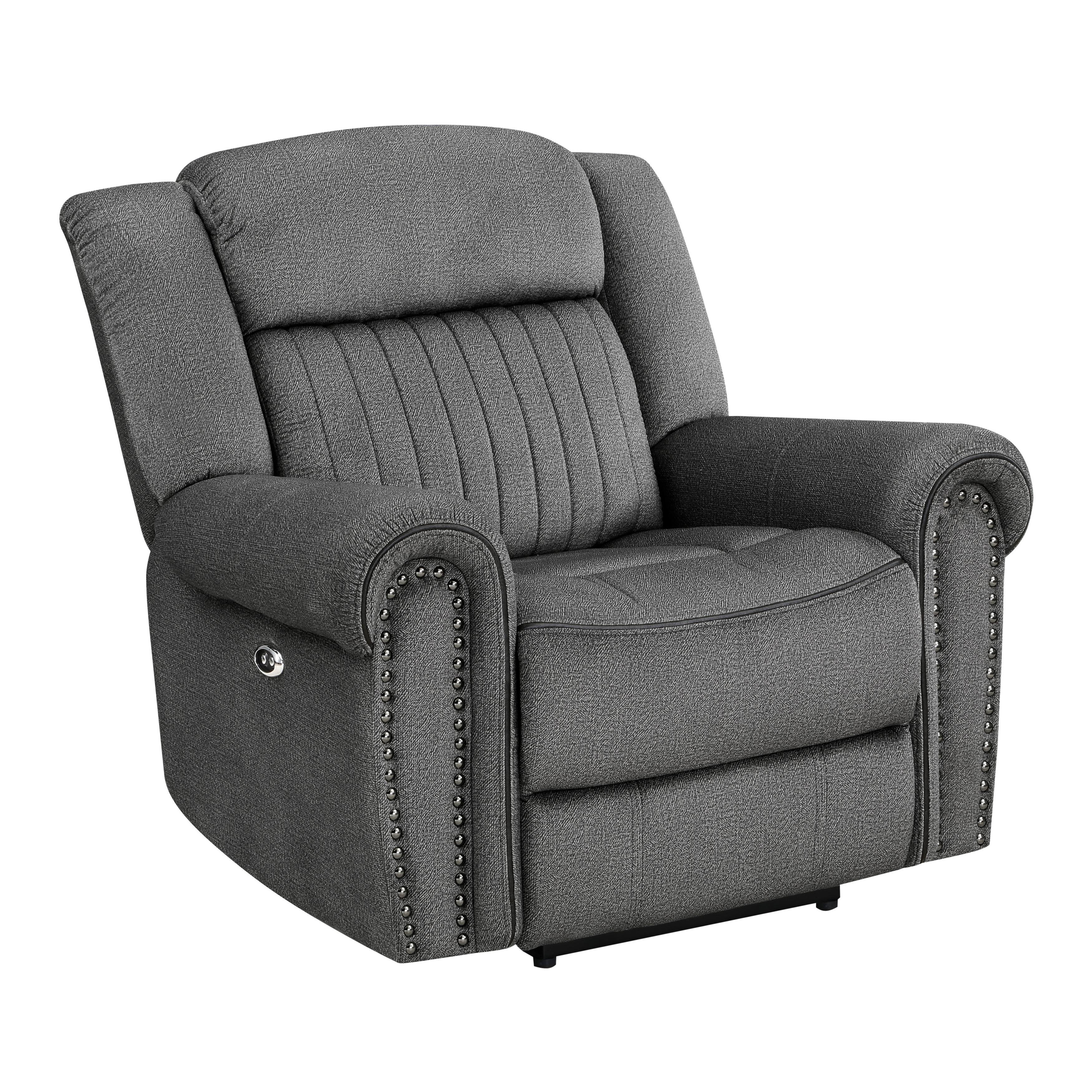 

    
Transitional Charcoal Microfiber Power Reclining Chair Homelegance 9204CC-1PW Brennen
