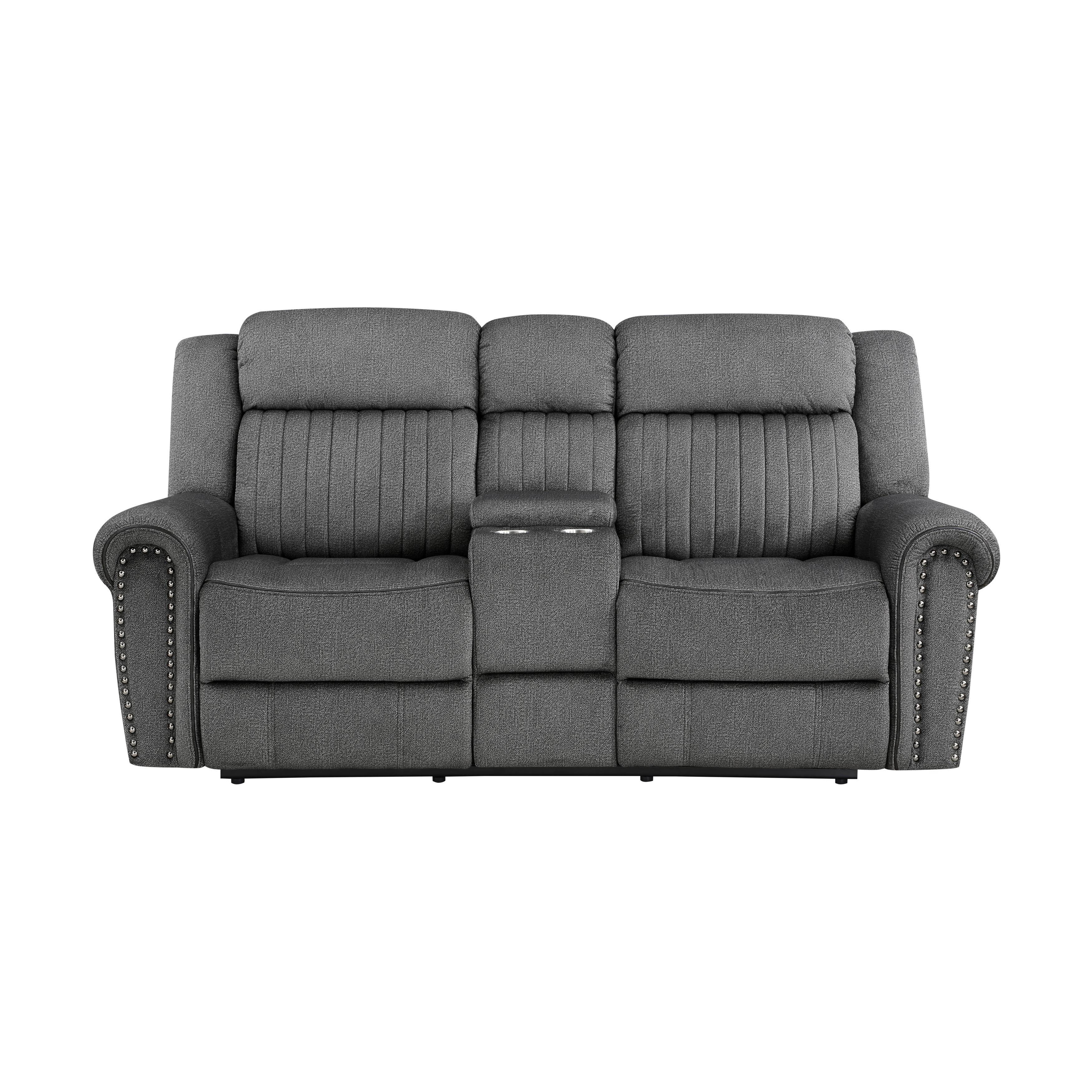 Transitional Power Reclining Loveseat 9204CC-2PW Brennen 9204CC-2PW in Charcoal Microfiber