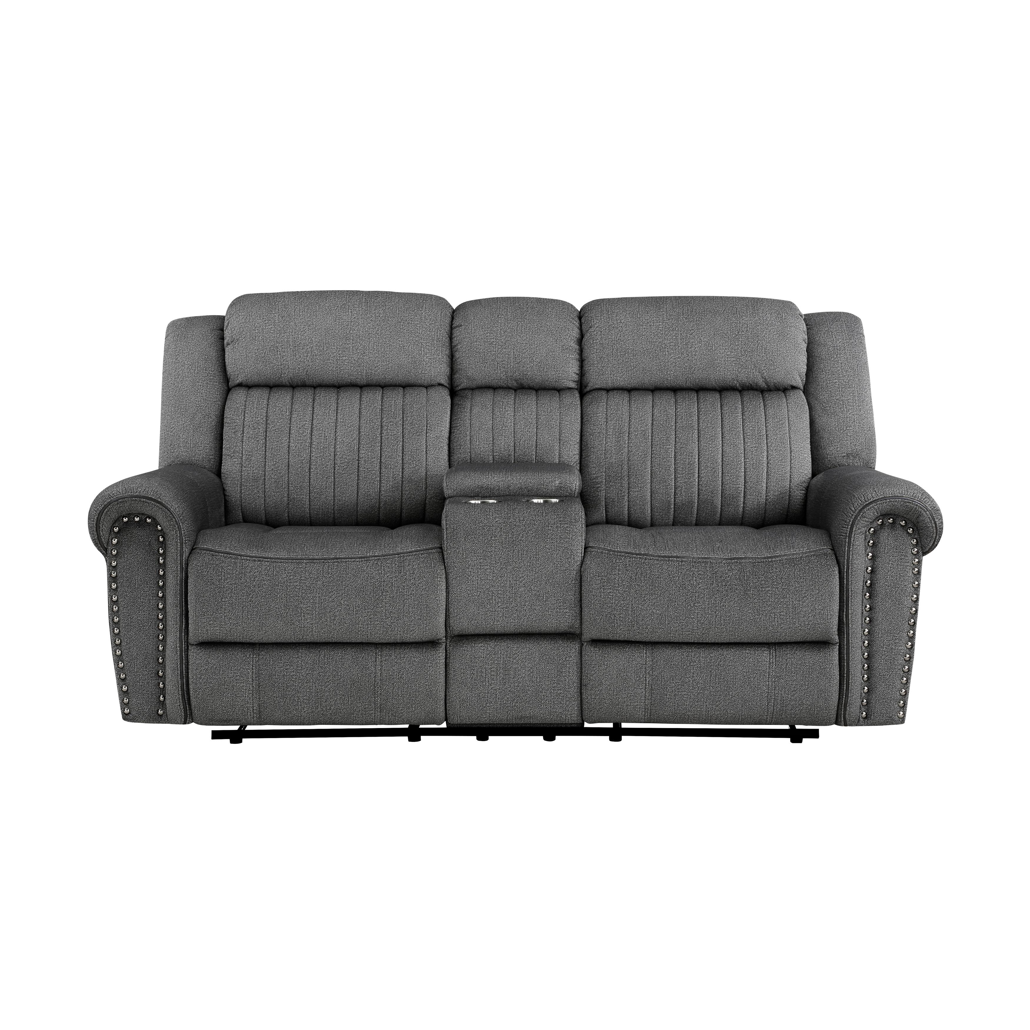 Transitional Reclining Loveseat 9204CC-2 Brennen 9204CC-2 in Charcoal Microfiber