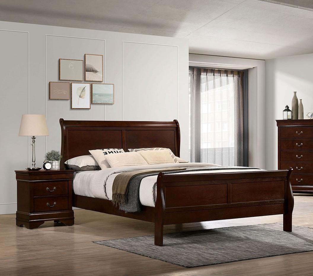 

    
Transitional Cherry Solid Wood CAL Bed Furniture of America CM7966CH Louis Philippe
