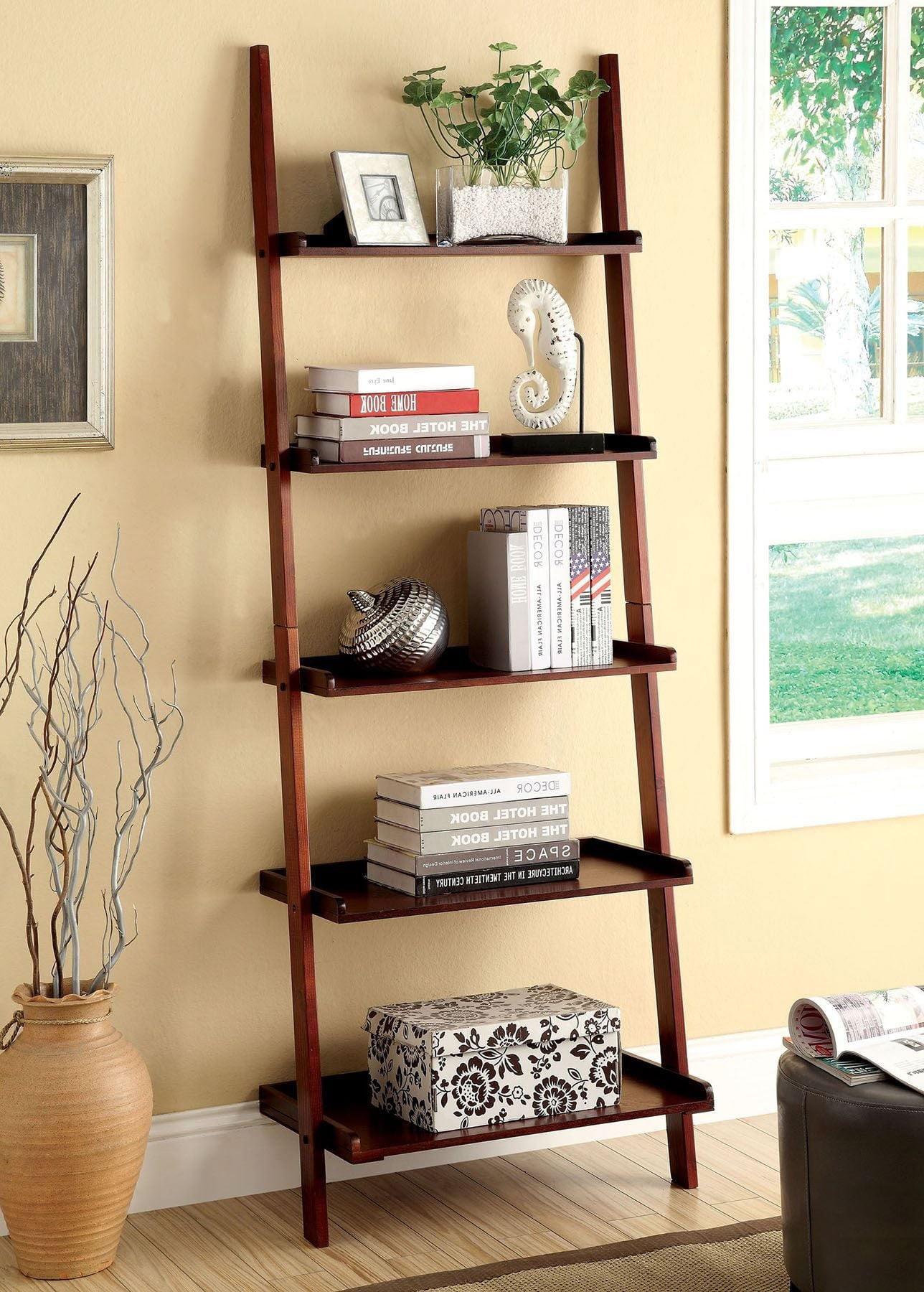 

    
Transitional Cherry Solid Wood Ladder Shelf Furniture of America CM-AC6213CH Sion
