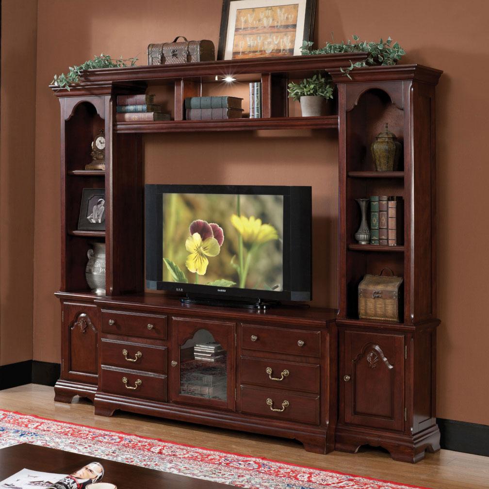 

    
Transitional Cherry TV Stand + Entertainment Center by Acme Hercules 91113-2pcs
